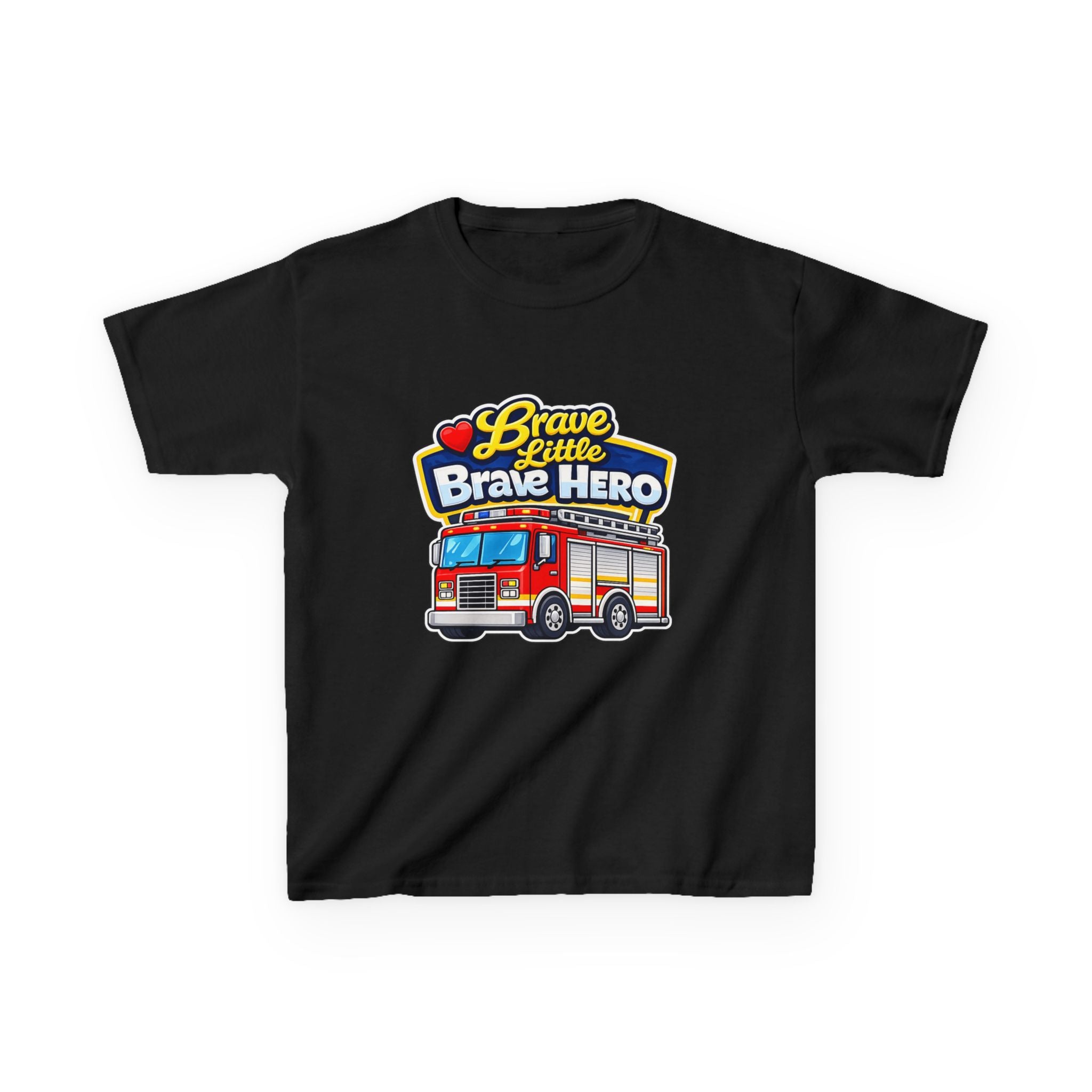Kids Tee — "Brave Little Brave Hero" Firetruck Graphic