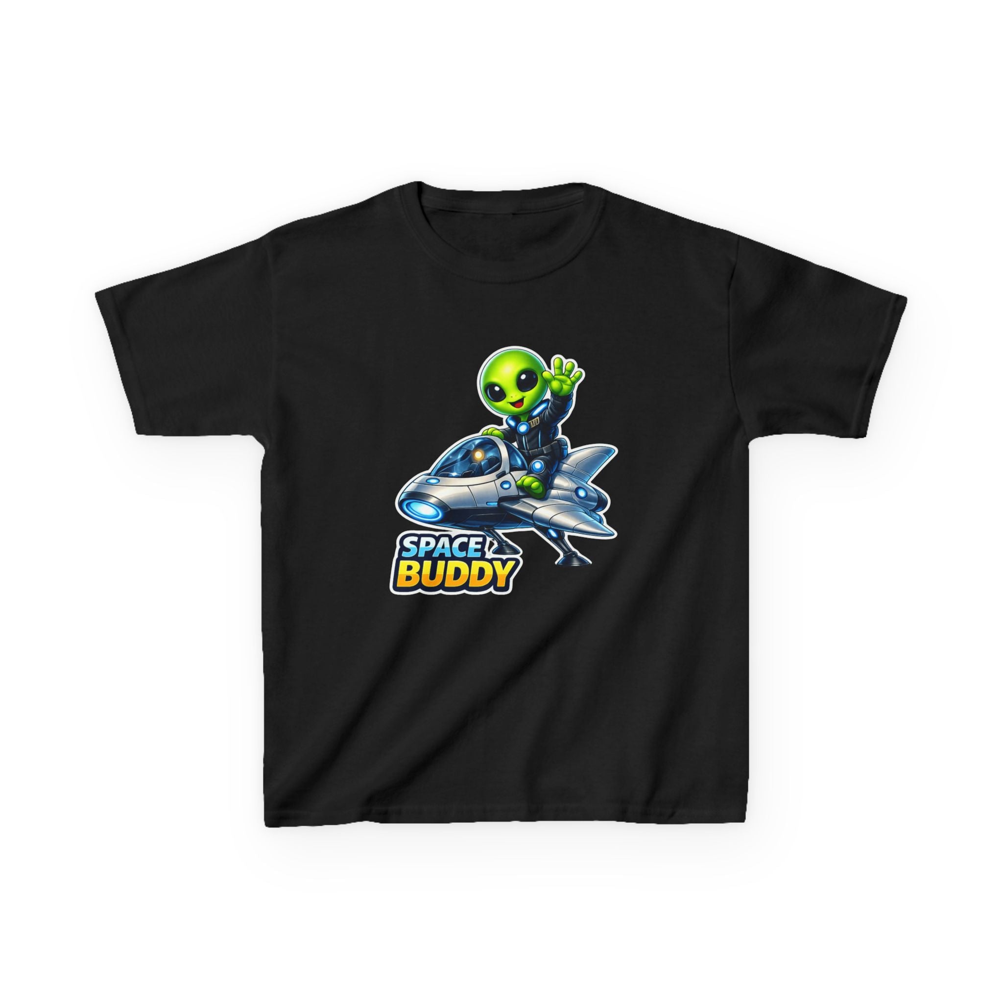 Kids Space Buddy T‑Shirt — Cute Alien in Rocket Tee for Boys & Girls