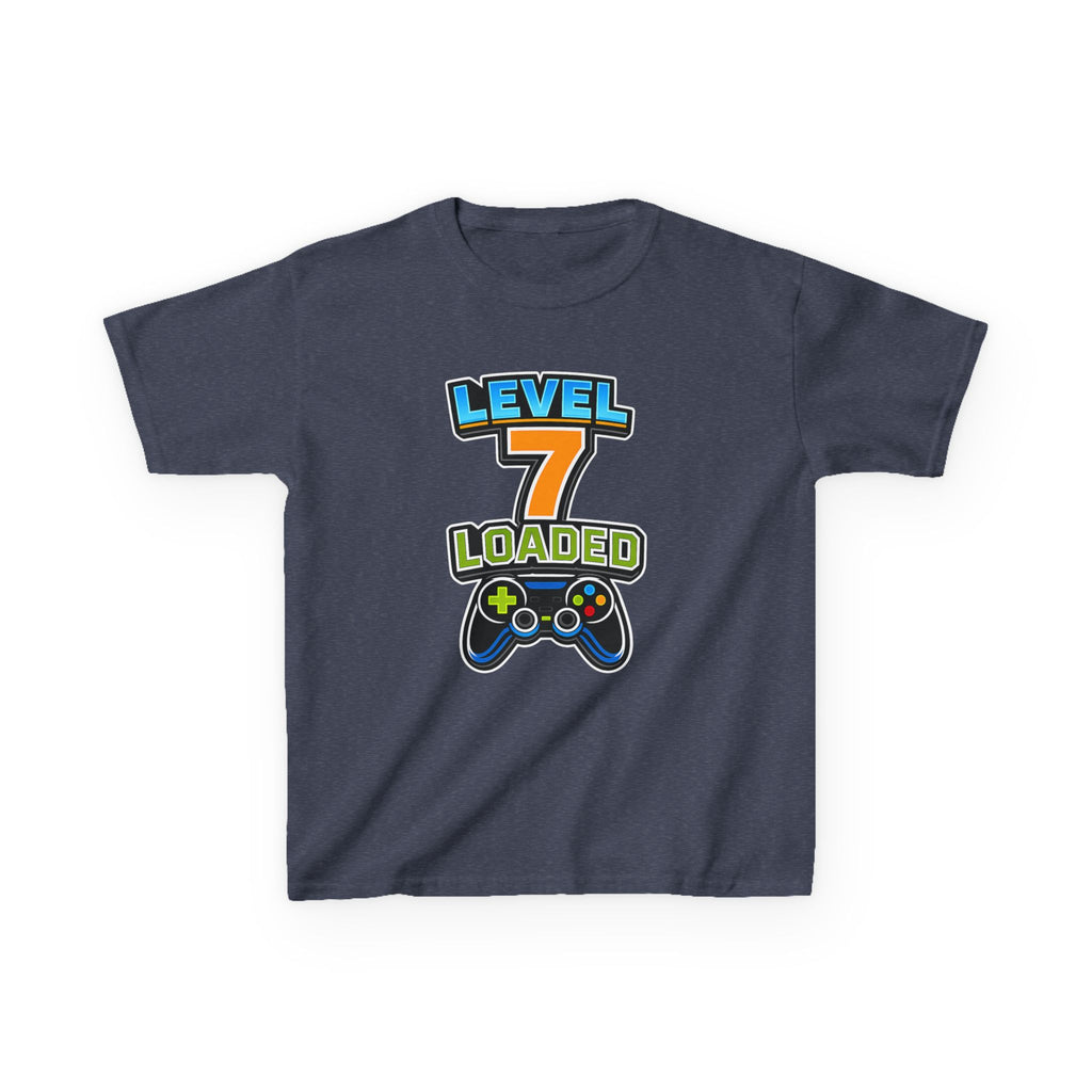 Kids Birthday T-Shirt — 'Level 7 Loaded' Birthday Gamer Graphic Tee