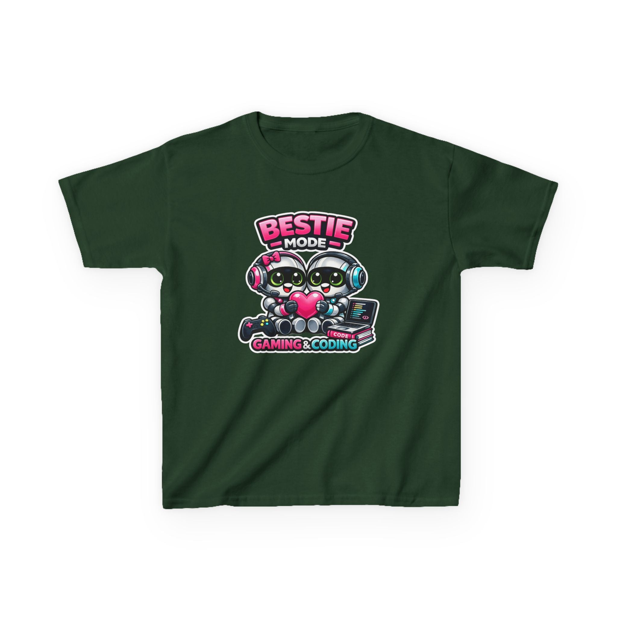 Kids Gaming T-Shirt — 'Bestie Mode' Cute Robot Friends Gaming & Coding Graphic Tee