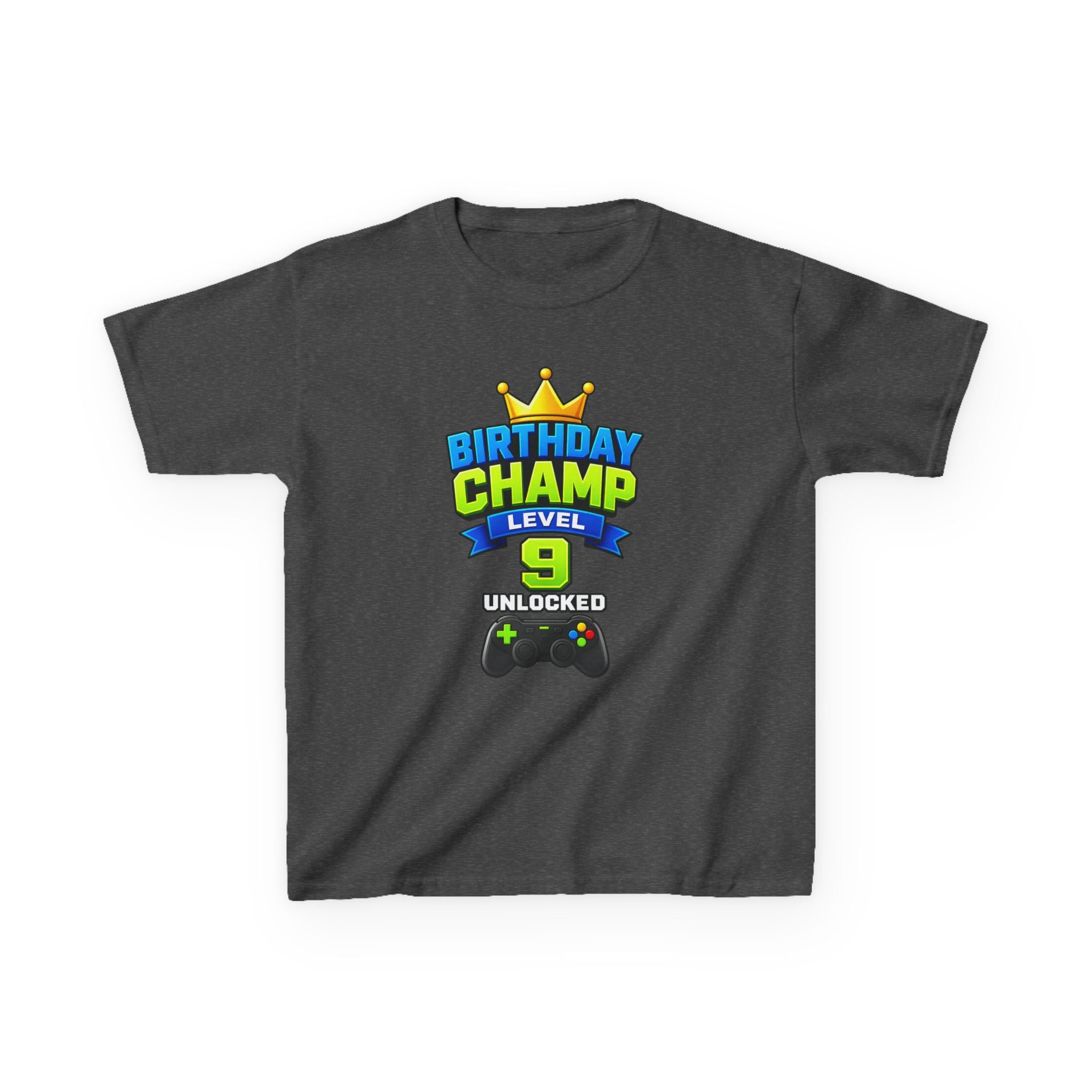 Kids Birthday T-Shirt — 'Birthday Champ' Level 9 Unlocked Gamer Graphic Tee
