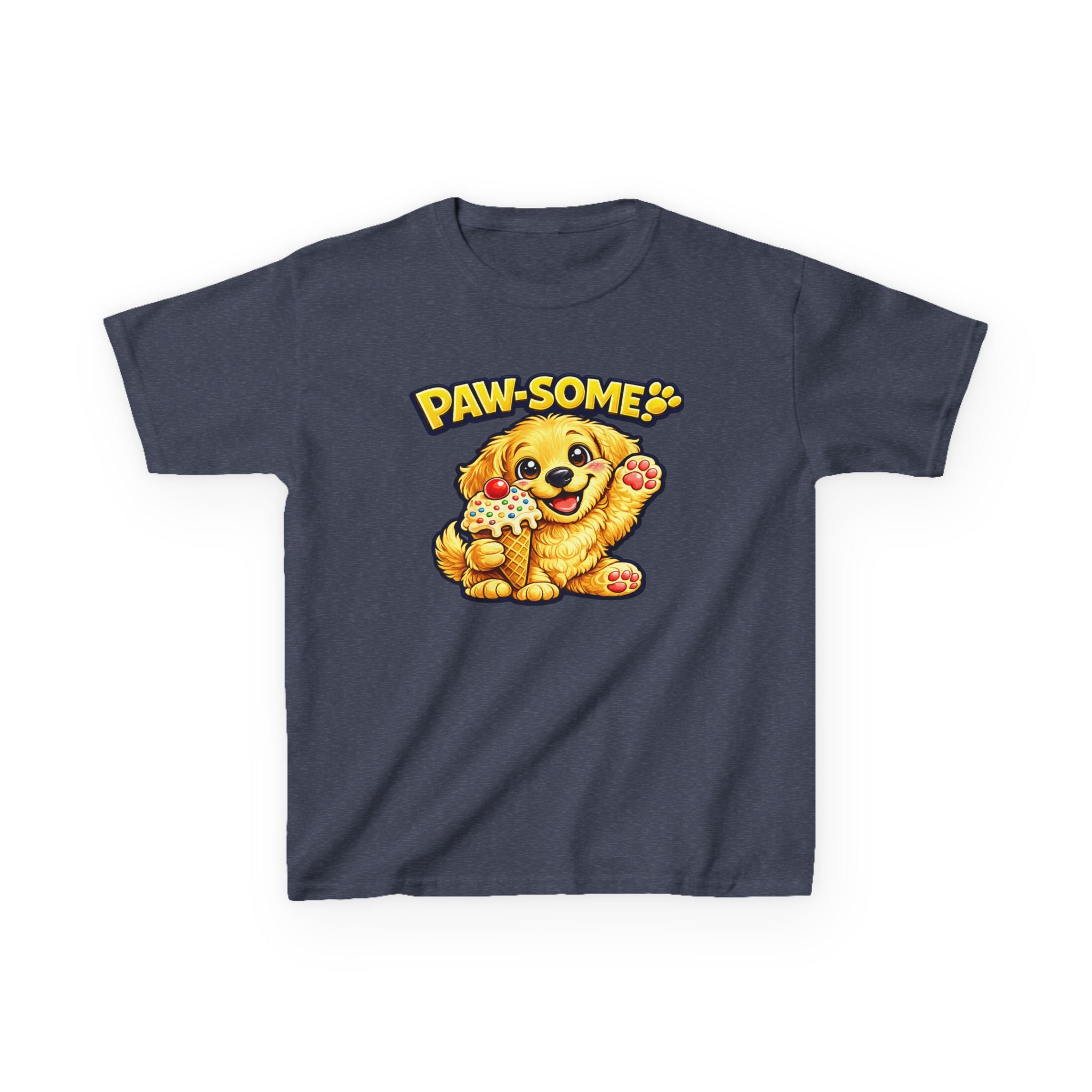 Kids Dog T-Shirt — 'Paw-some!' Golden Puppy Graphic Tee