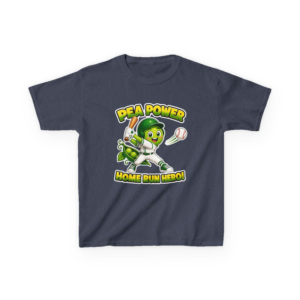 Kids Baseball T-Shirt — 'Pea Power Home Run Hero' Graphic Tee