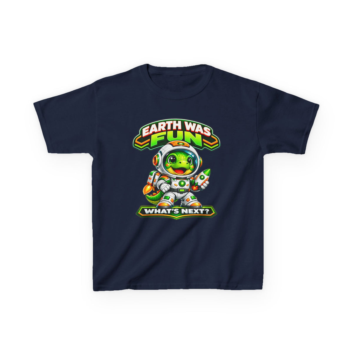 Kidxtr™ Kids Space T-Shirt — 'Earth Was Fun, What’s Next?' Cosmic Dino Graphic Tee