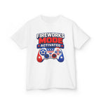 Kids Tee — "Fireworks Mode Activated" Patriotic Gamer Shirt