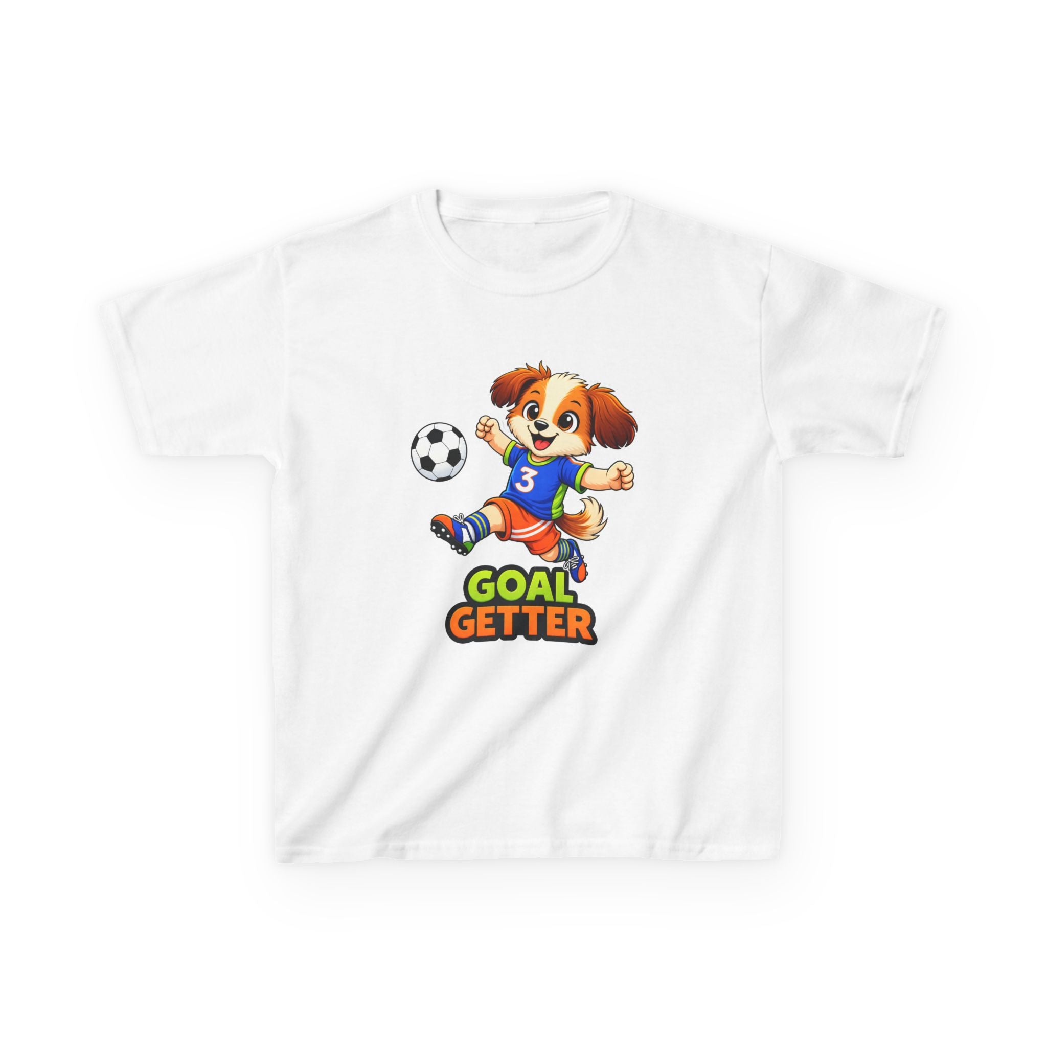 Kids Soccer T-Shirt — 'Puppy Power' Cute Soccer Player Dog Graphic Tee