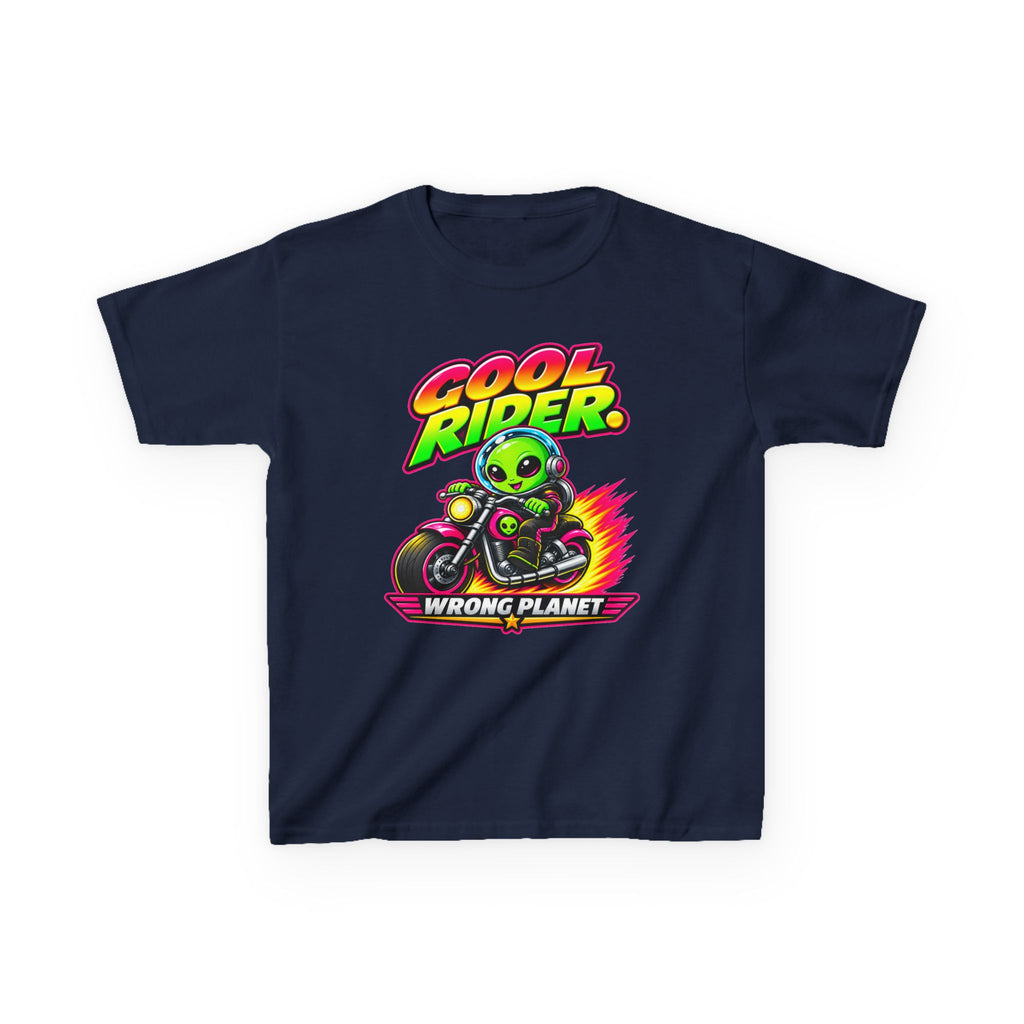 Kidxtr™ Kids Alien T-Shirt — 'Cool Rider, Wrong Planet' Motorcycle Graphic Tee