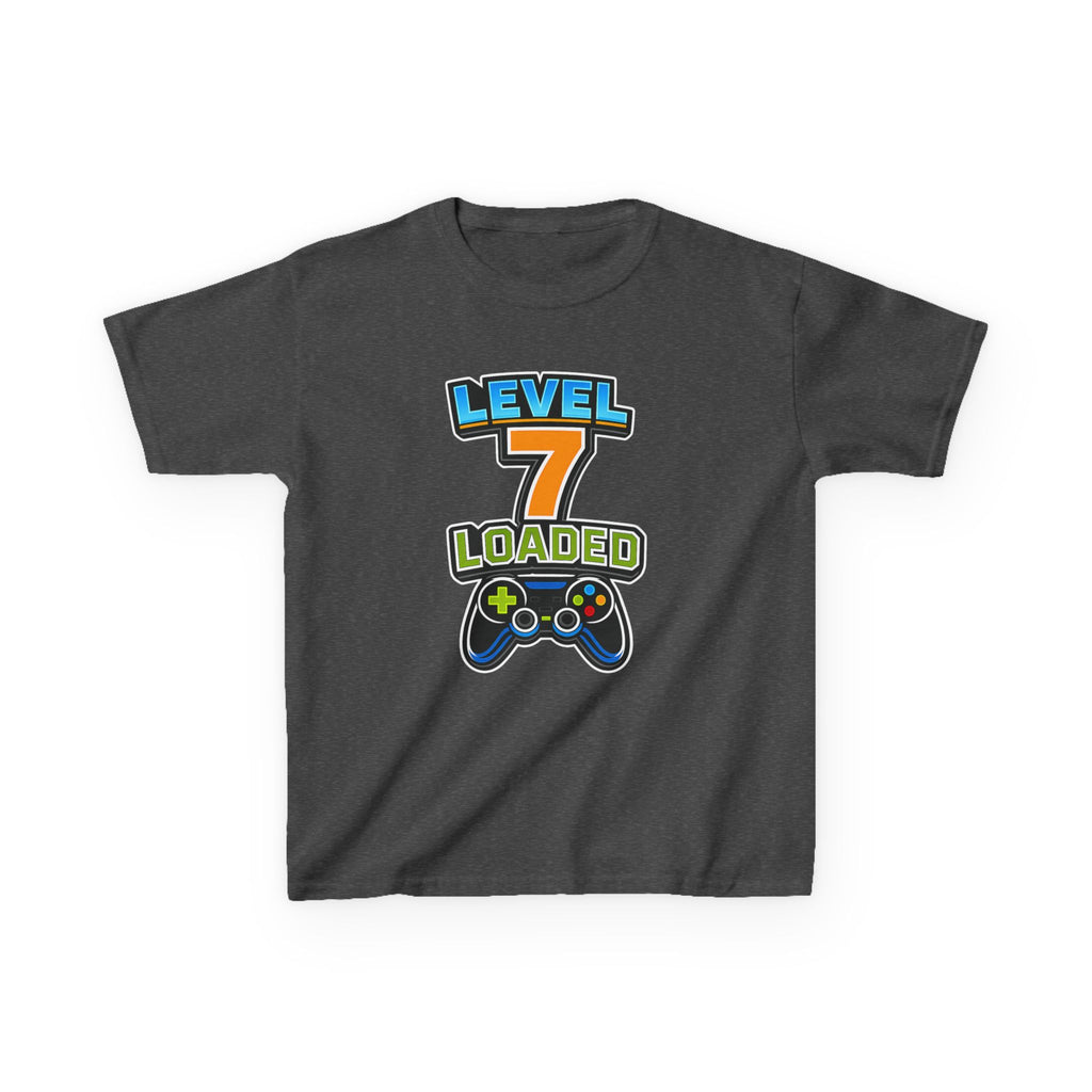 Kids Birthday T-Shirt — 'Level 7 Loaded' Birthday Gamer Graphic Tee