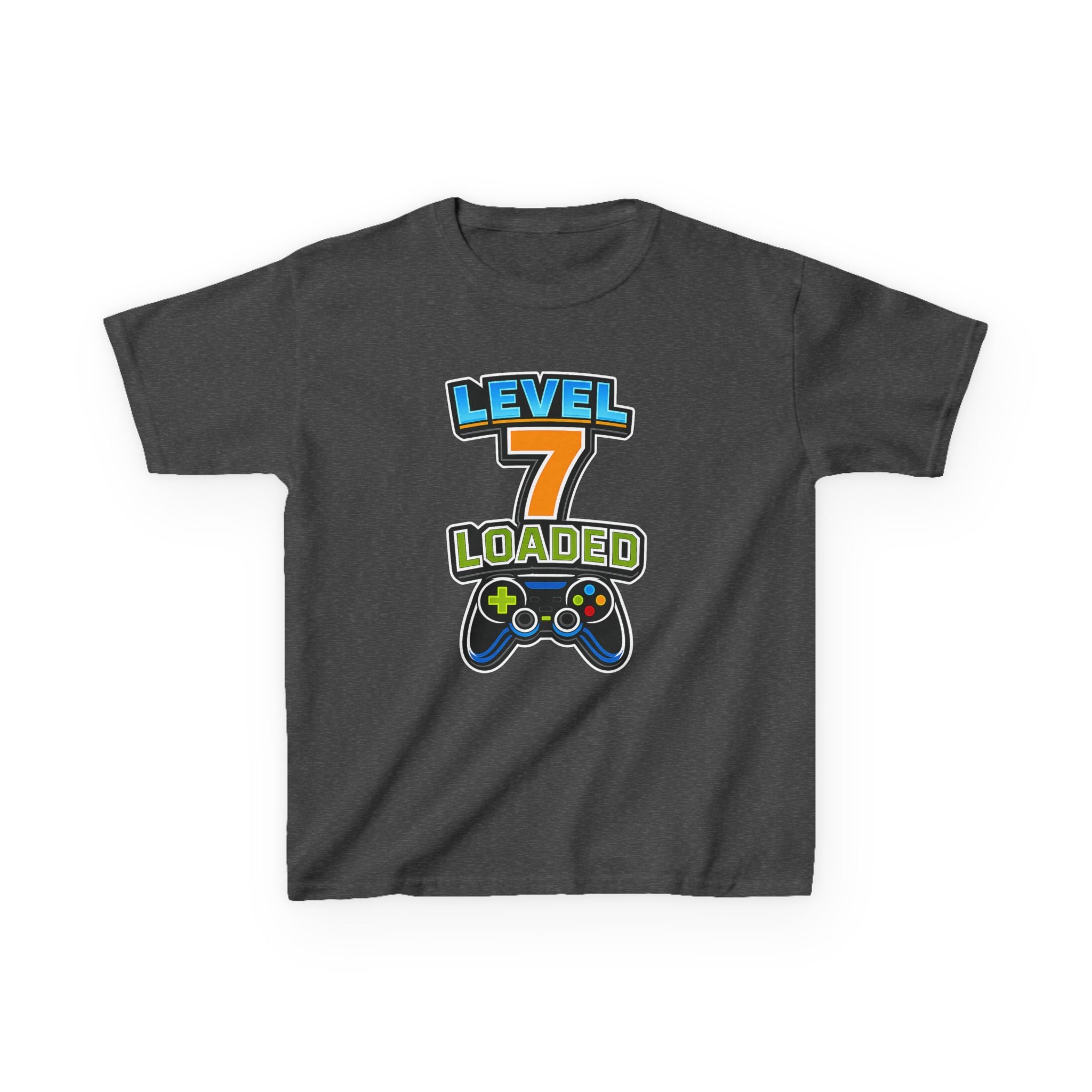 Kids Birthday T-Shirt — 'Level 7 Loaded' Birthday Gamer Graphic Tee