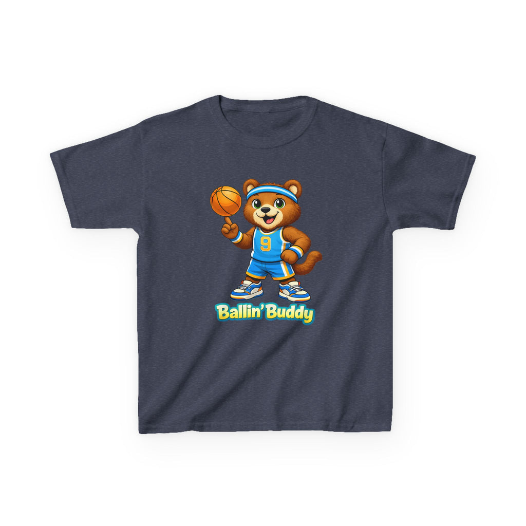Kidxtr™ Kids Basketball T-Shirt — 'Ballin' Buddy' Cute Bear Basketball Graphic Tee