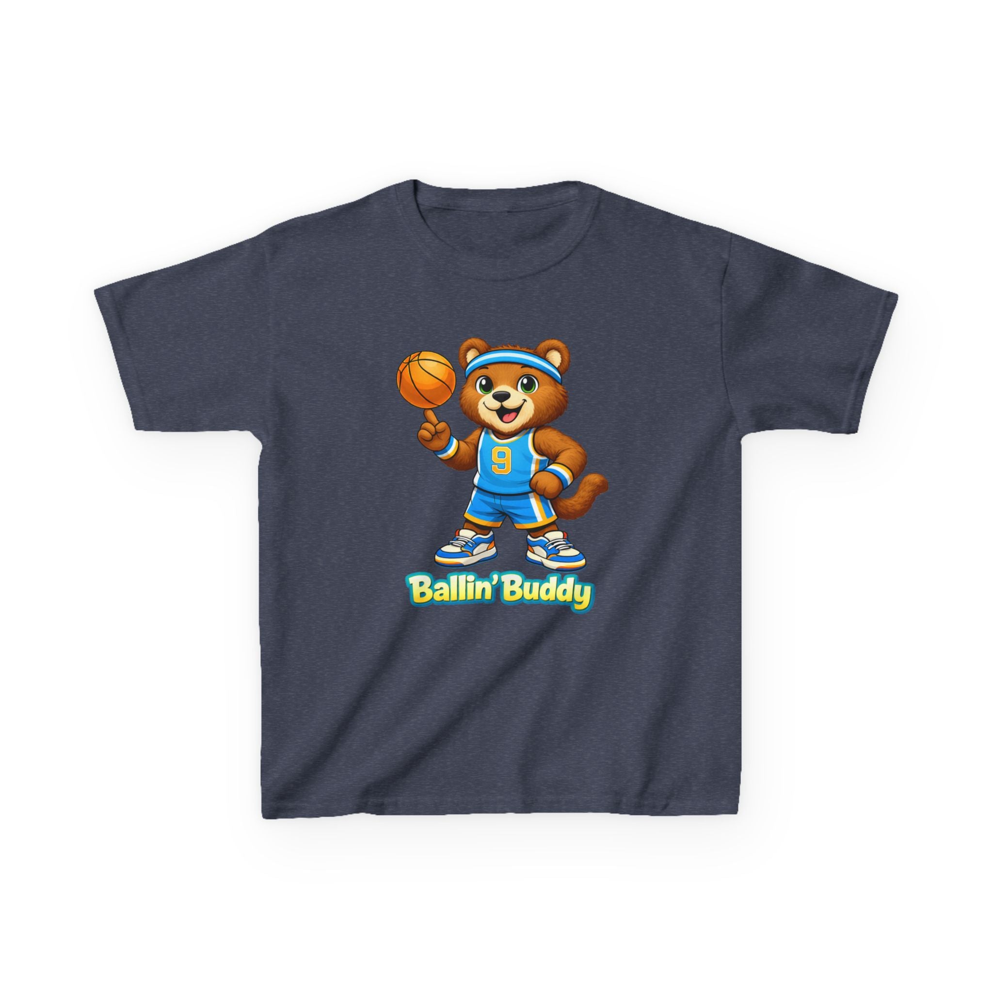 Kidxtr™ Kids Basketball T-Shirt — 'Ballin' Buddy' Cute Bear Basketball Graphic Tee