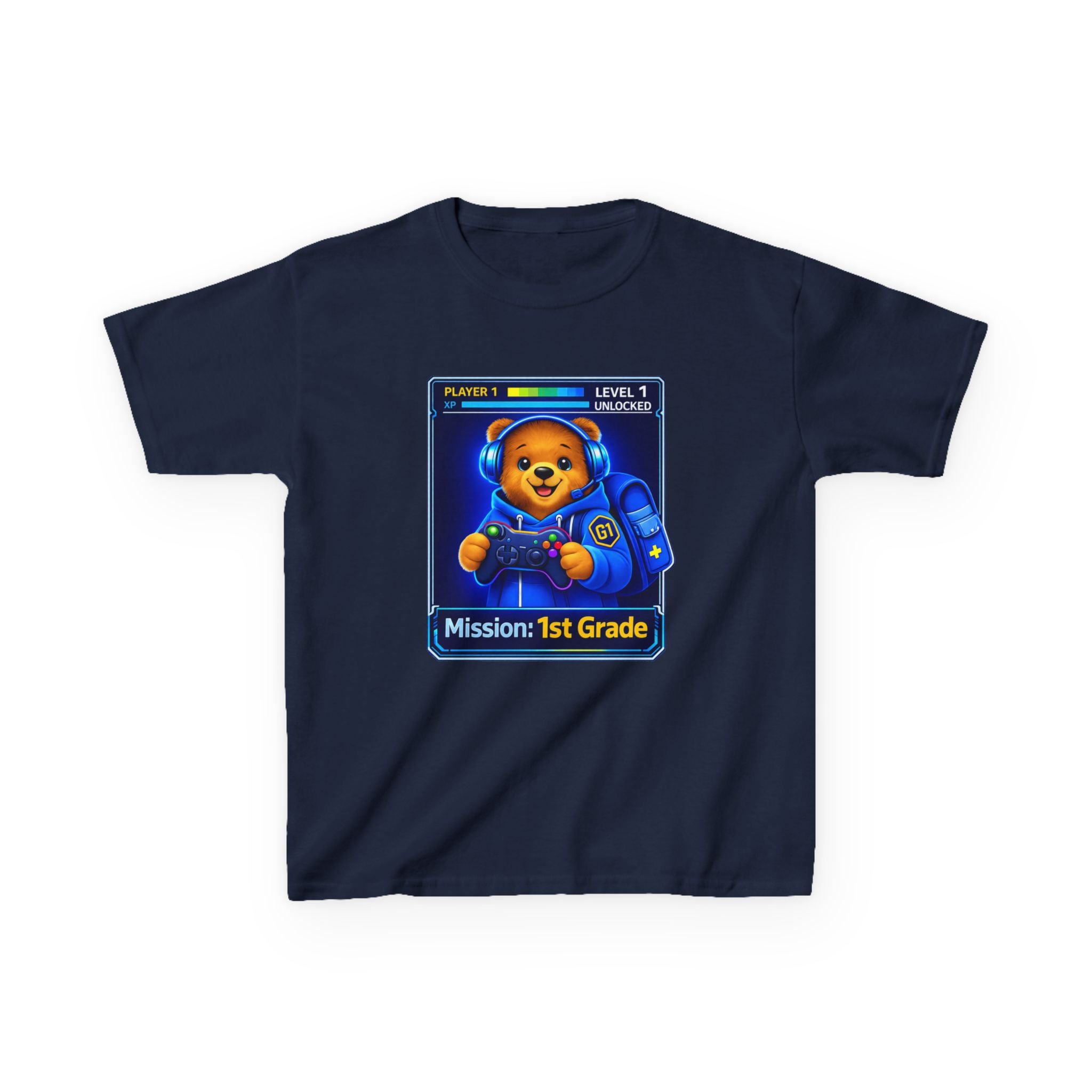 Kids Gaming T-Shirt — 'Gamer Bear' Bear Gamer Graphic Tee
