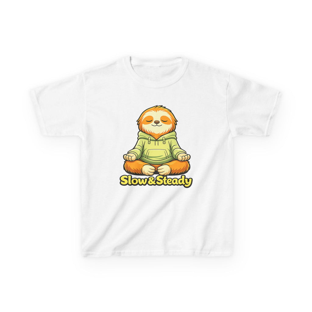Kids Animal T-Shirt — 'Slow & Steady' Meditating Sloth Graphic Tee