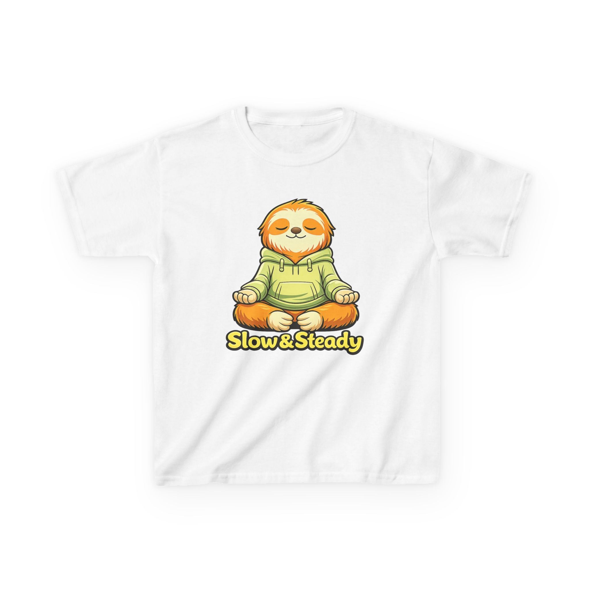 Kids Animal T-Shirt — 'Slow & Steady' Meditating Sloth Graphic Tee