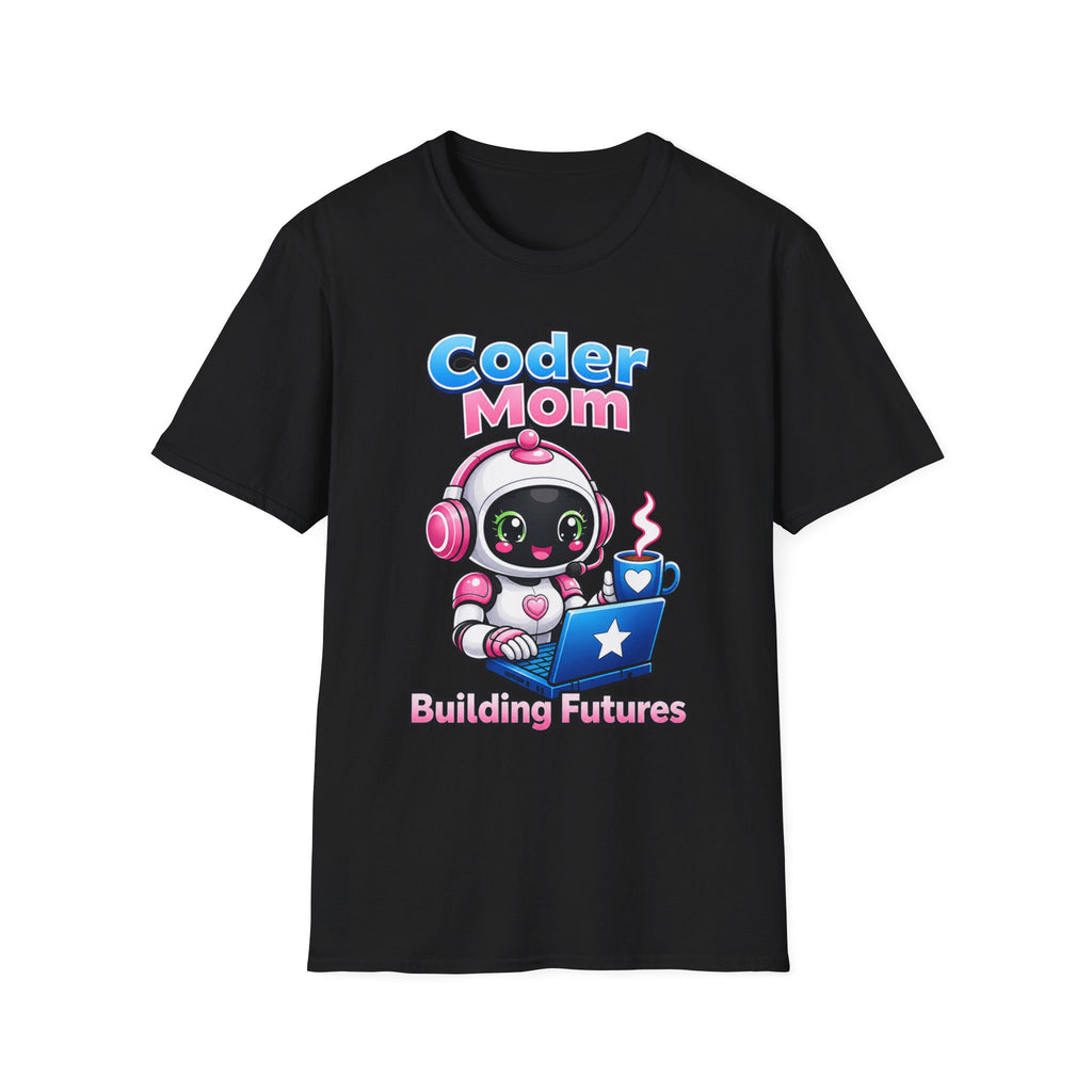 Kidxtr™ Mom Coding T-Shirt — 'Building Futures' Coder Mom Robot Graphic Tee