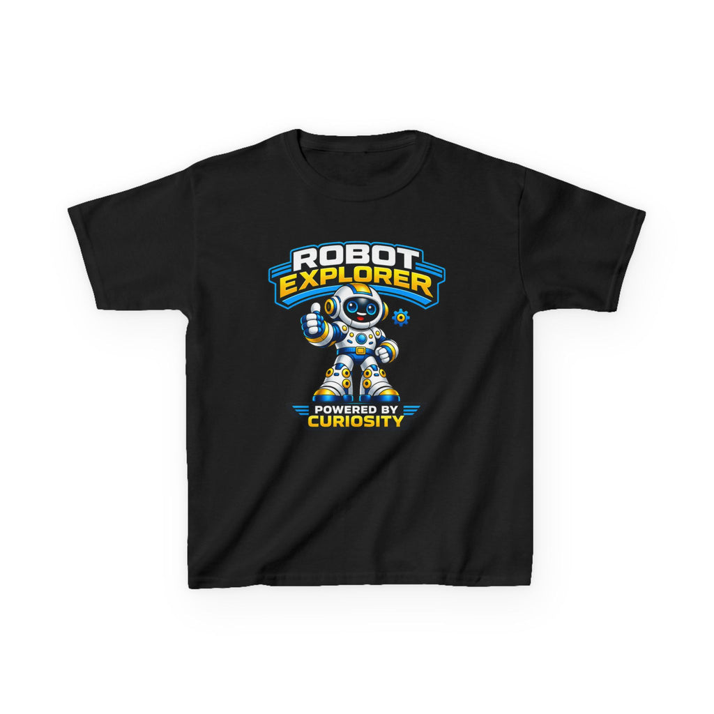 Robot Explorer Kids T‑Shirt — "Powered by Curiosity" Graphic Tee
