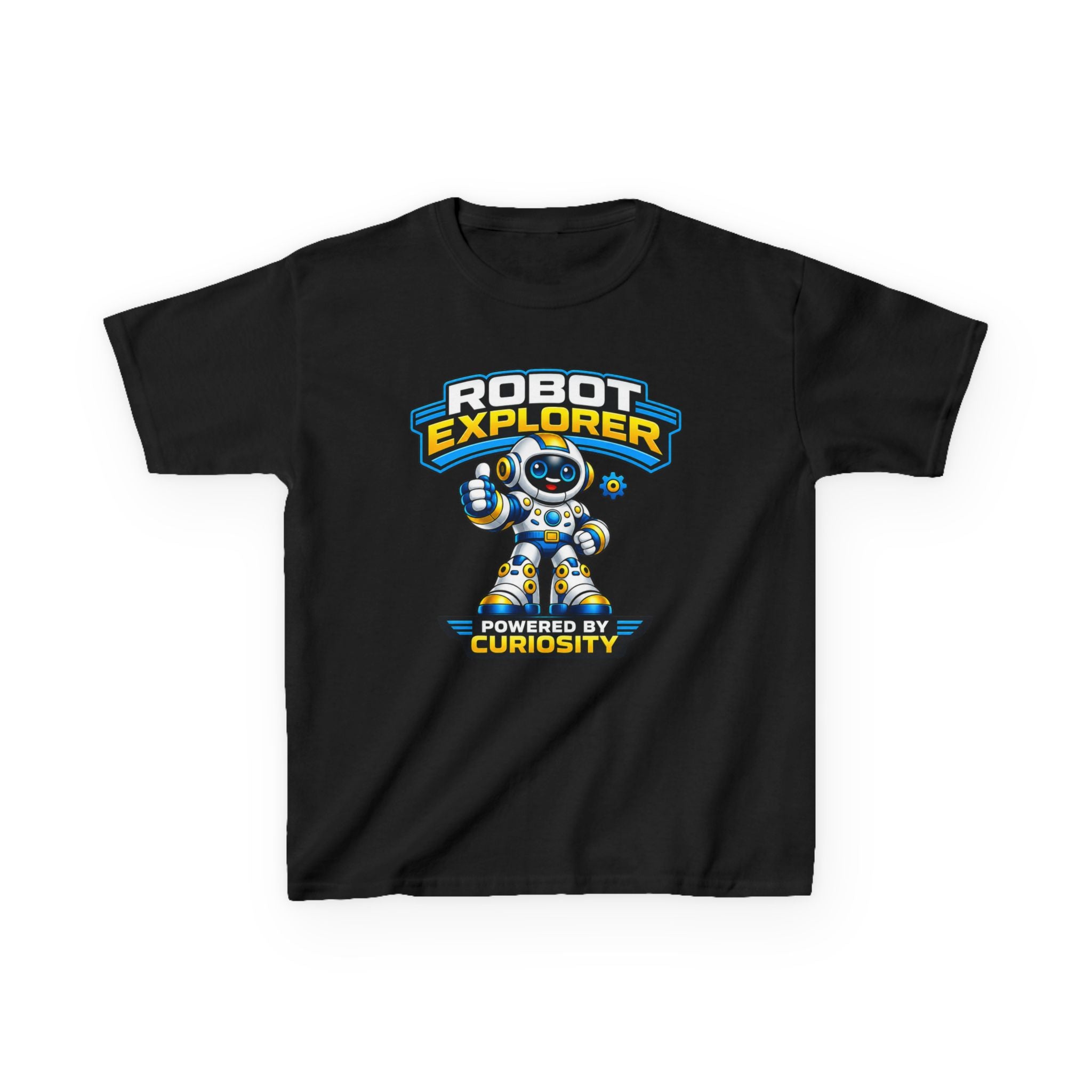 Robot Explorer Kids T‑Shirt — "Powered by Curiosity" Graphic Tee