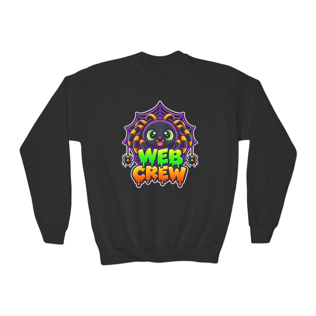 Kidxtr™ Kids Spider Sweatshirt — 'Web Crew' Cute Halloween Spider Graphic Crewneck