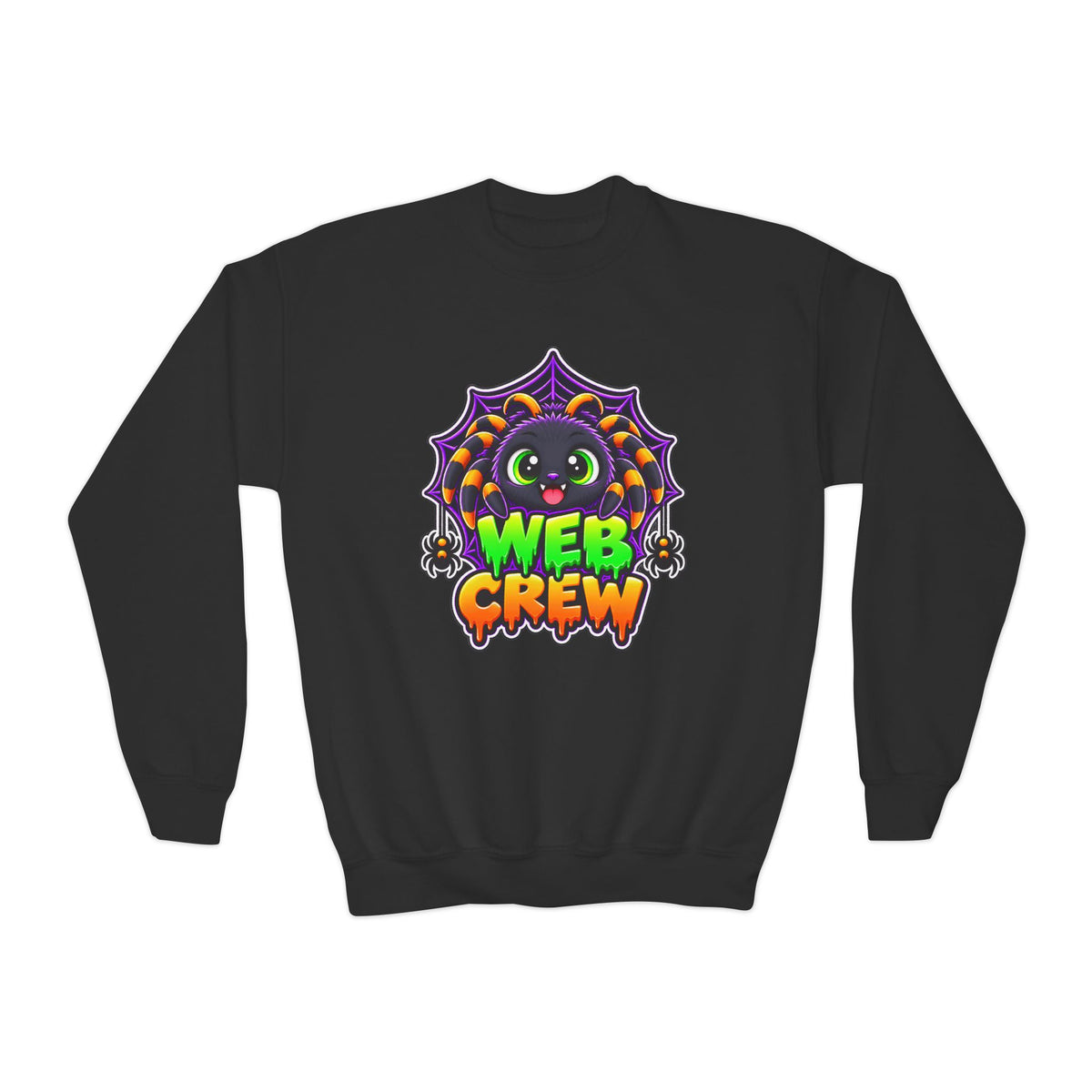 Kidxtr™ Kids Spider Sweatshirt — 'Web Crew' Cute Halloween Spider Graphic Crewneck