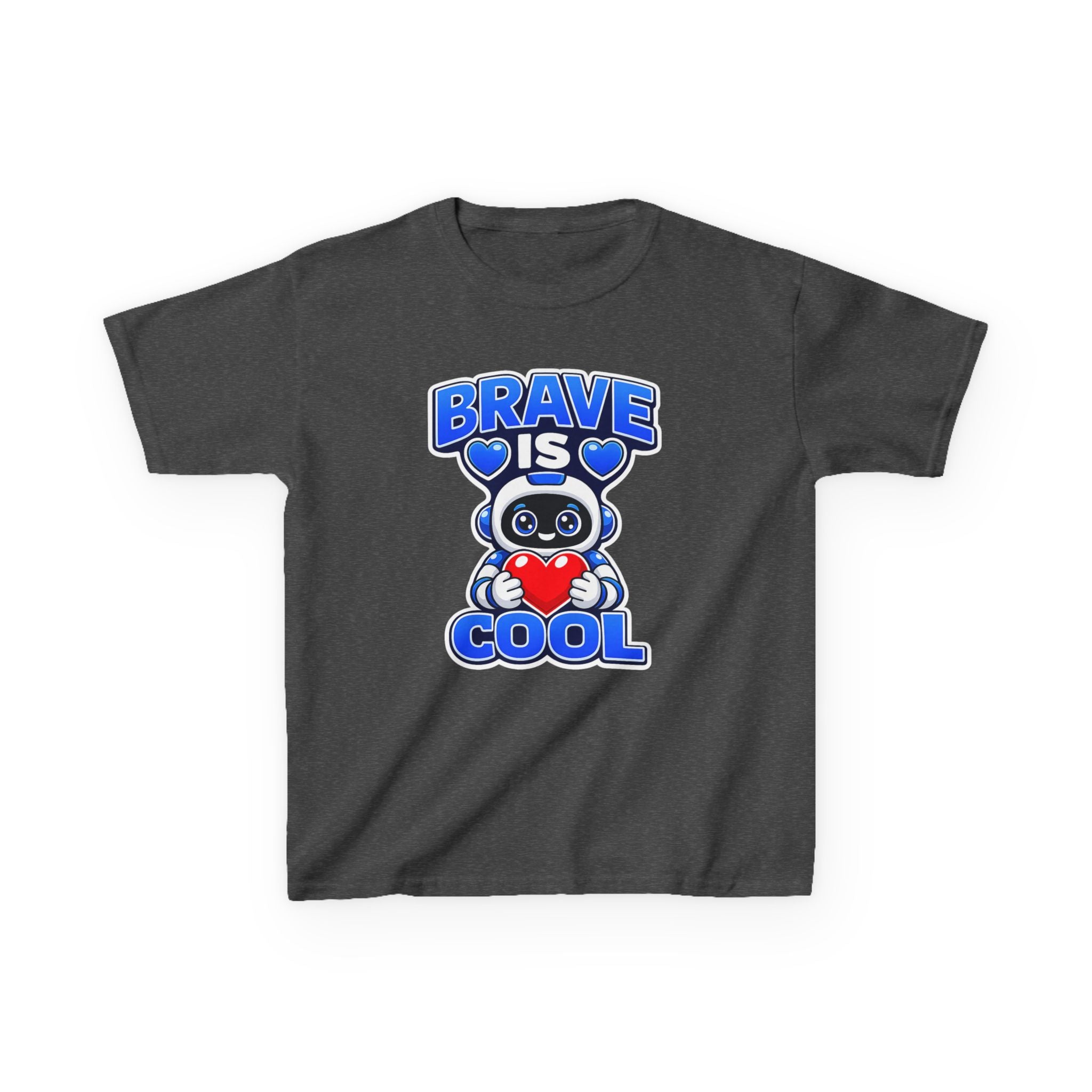 Kids Robot T-Shirt — 'Brave Is Cool' Heart Graphic Tee