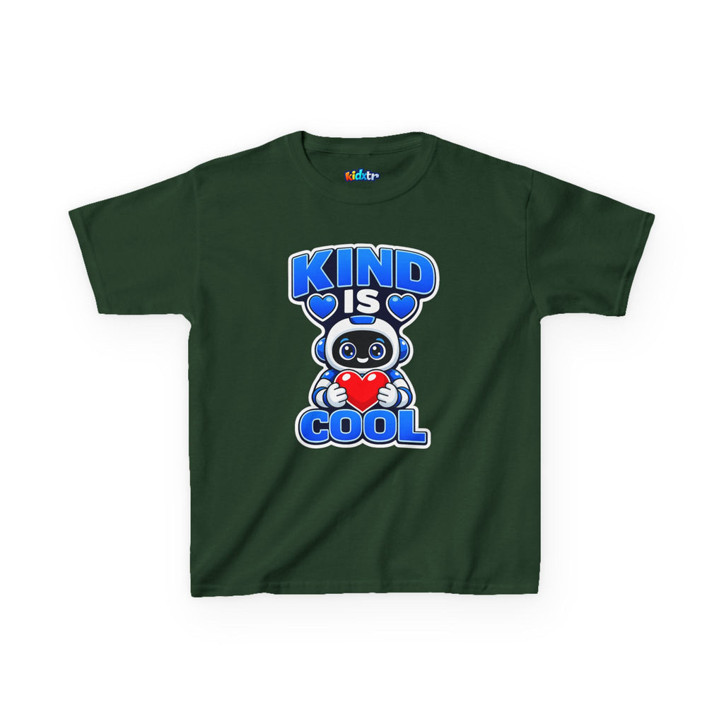 Kidxtr™ Kids Robot T-Shirt — 'Kind Is Cool' Heart Graphic Tee