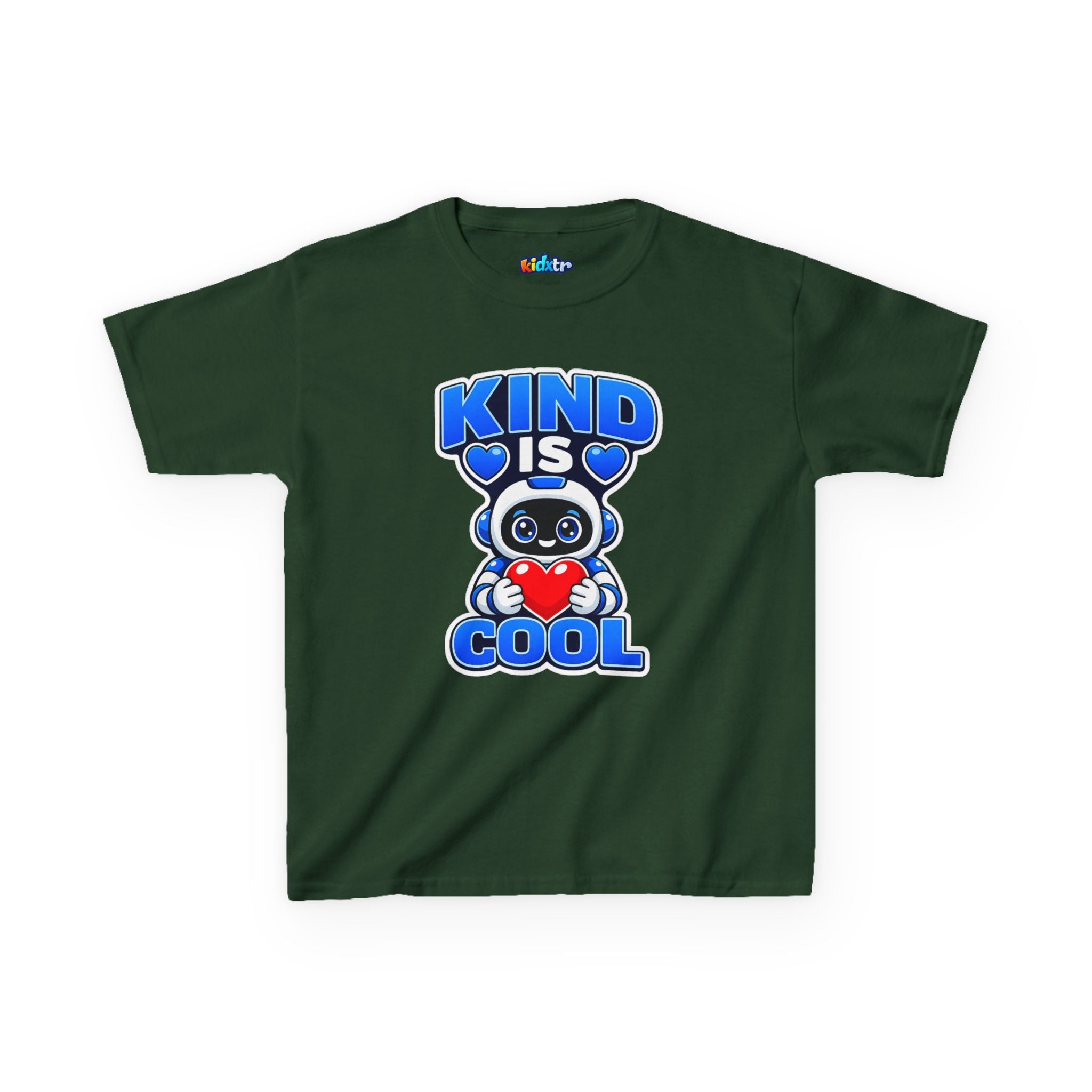 Kidxtr™ Kids Robot T-Shirt — 'Kind Is Cool' Heart Graphic Tee
