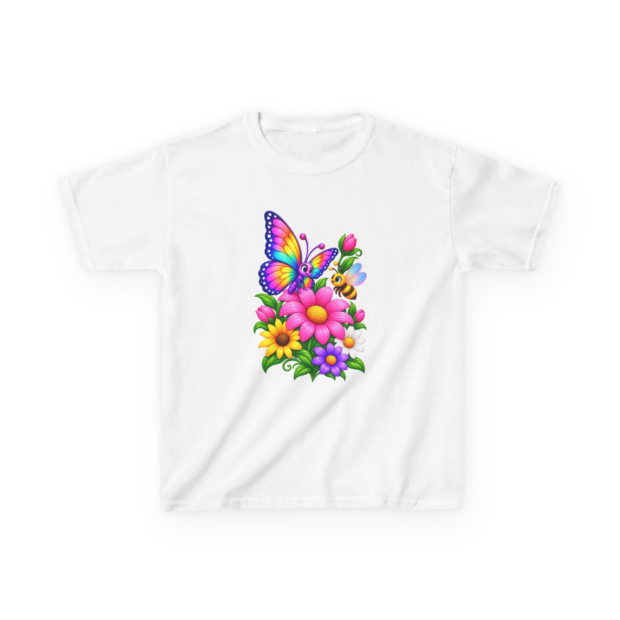 Kidxtr™ Kids Butterfly T-Shirt — 'Flutter & Bloom' Rainbow Butterfly Garden Graphic Tee