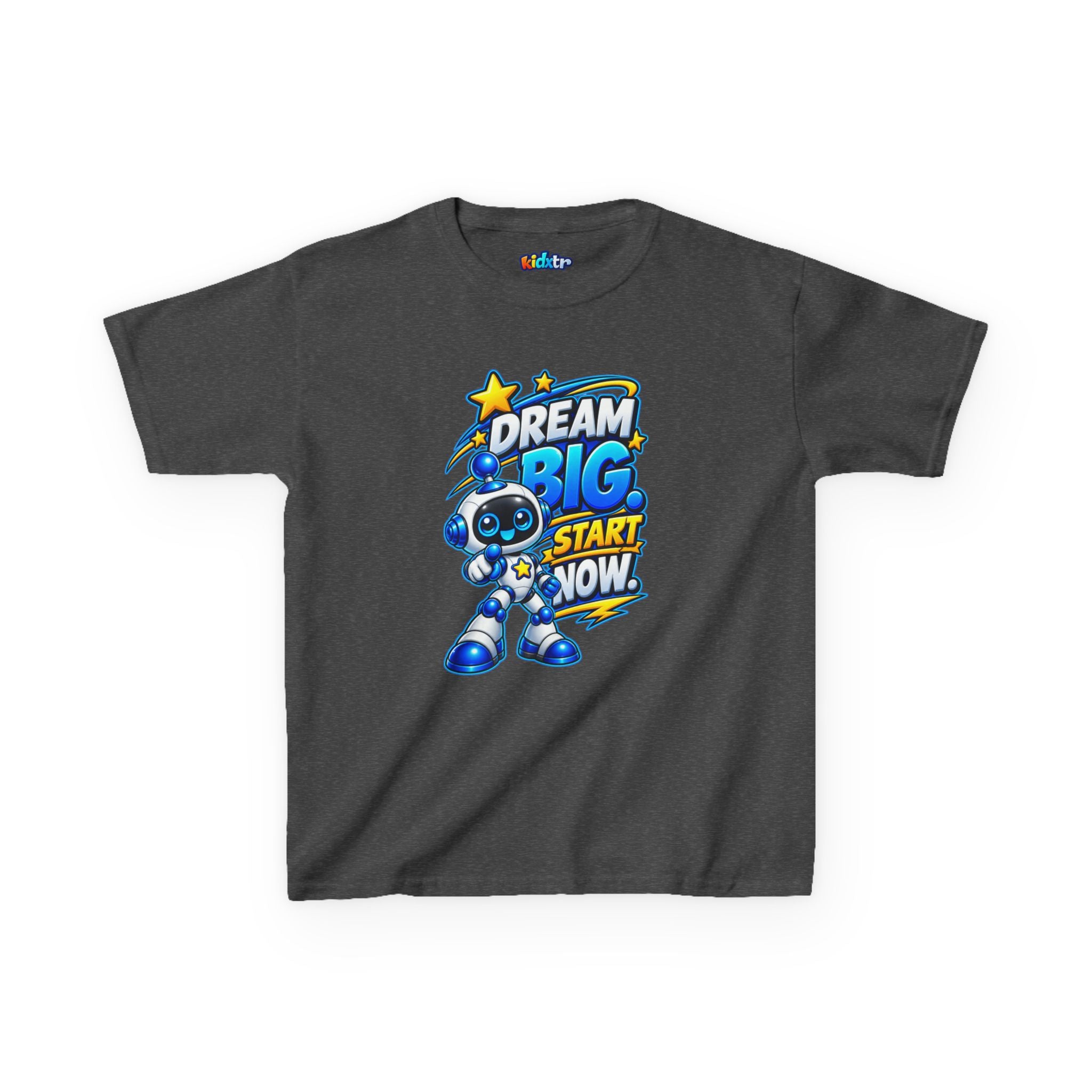 Kidxtr™ Kids Robot T-Shirt — 'Dream Big, Start Now' Motivational Robot Graphic Tee