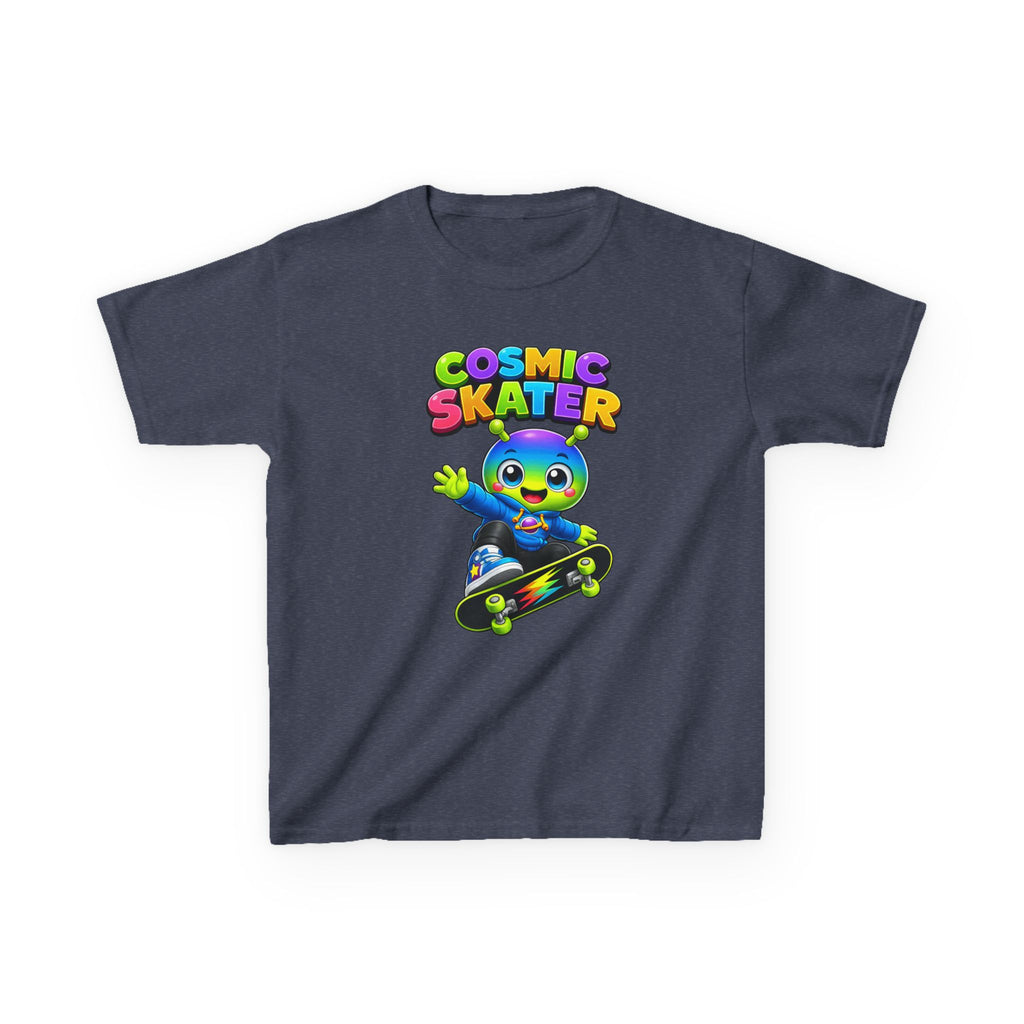 Kids Cosmic Skater T-Shirt — 'Cosmic Skater' Colorful Alien Skateboard Graphic Tee