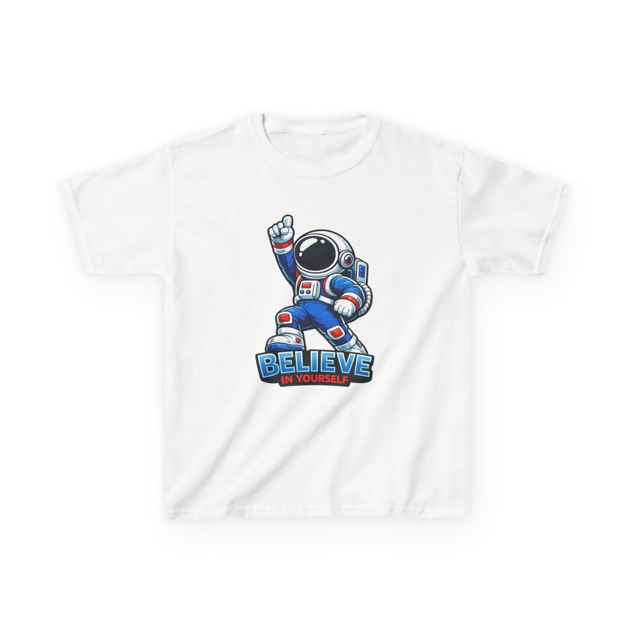 Kids Astronaut T-Shirt — 'Believe In Yourself' Motivational Graphic Tee