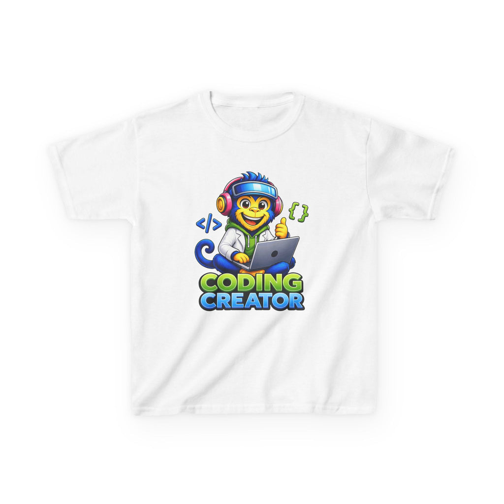 Kids Coding T-Shirt — 'Coding Creator' Cute Monkey Programmer Graphic Tee