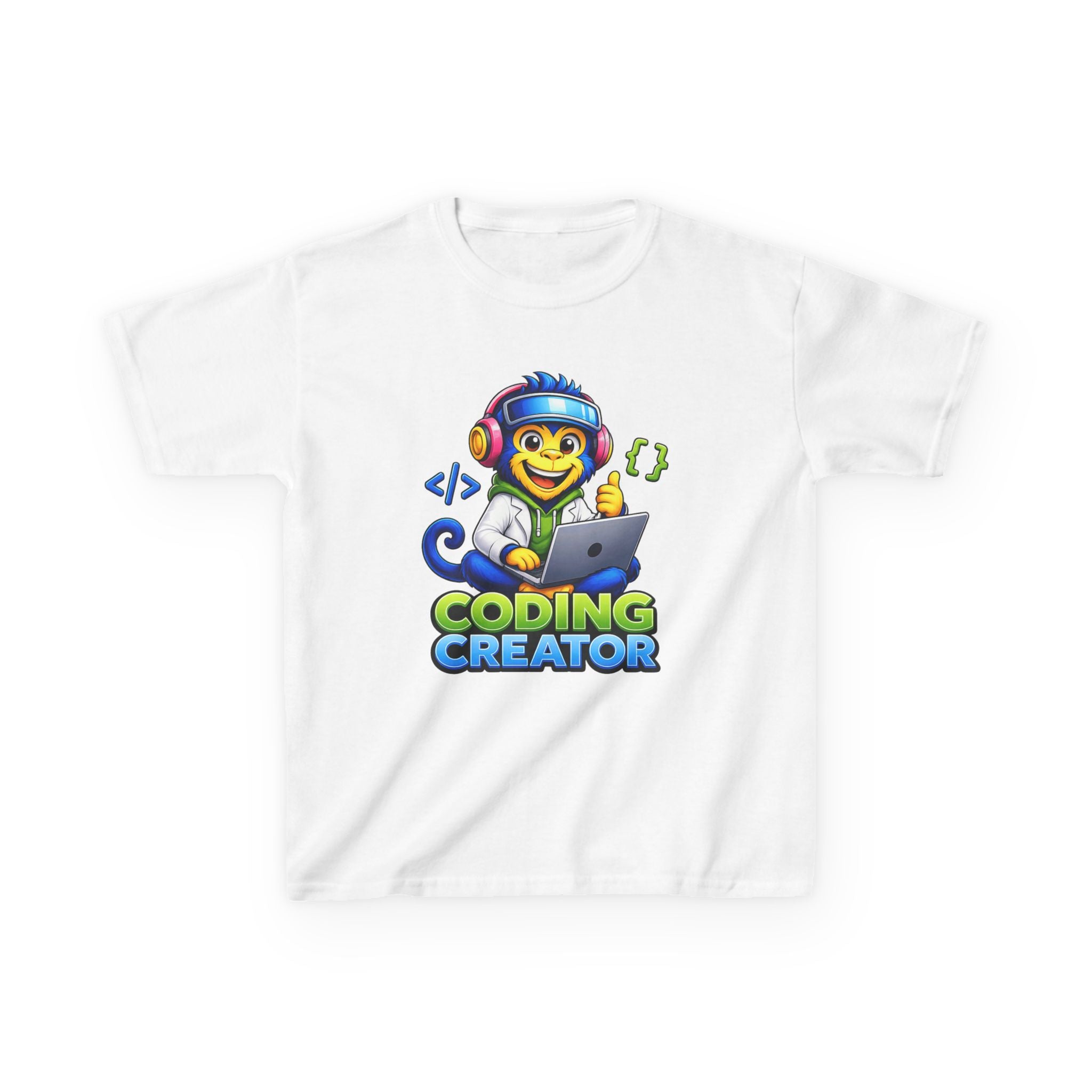 Kids Coding T-Shirt — 'Coding Creator' Cute Monkey Programmer Graphic Tee