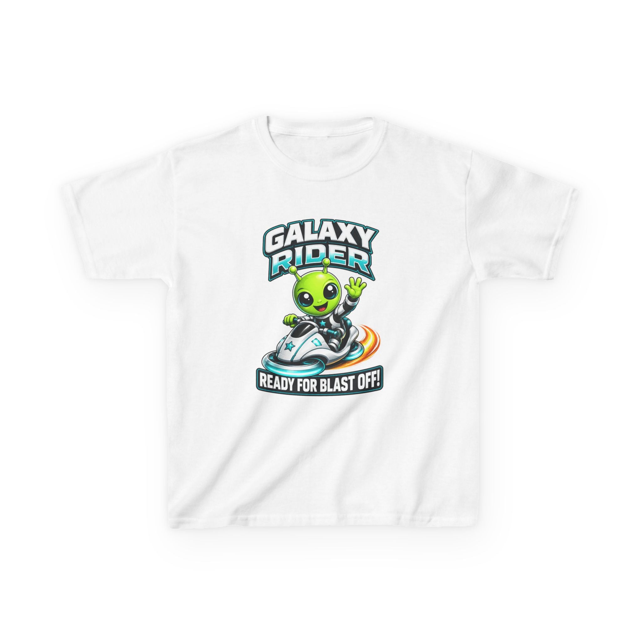 Kids Alien T-Shirt — 'Galaxy Rider: Ready for Blast Off!' Alien Space Rocket Graphic Tee