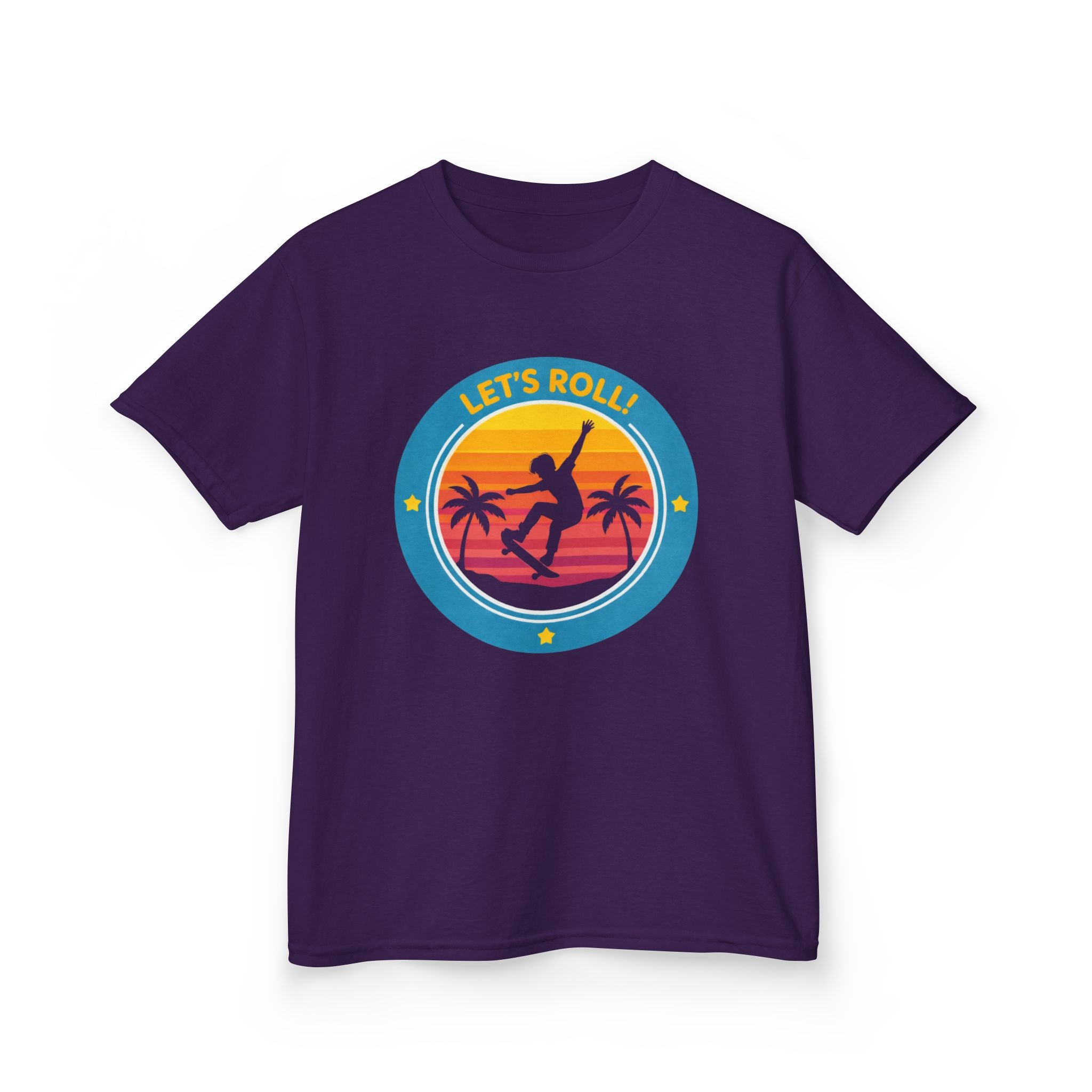 Kids Skateboard T-Shirt — 'Let’s Roll!' Retro Skater Graphic Tee