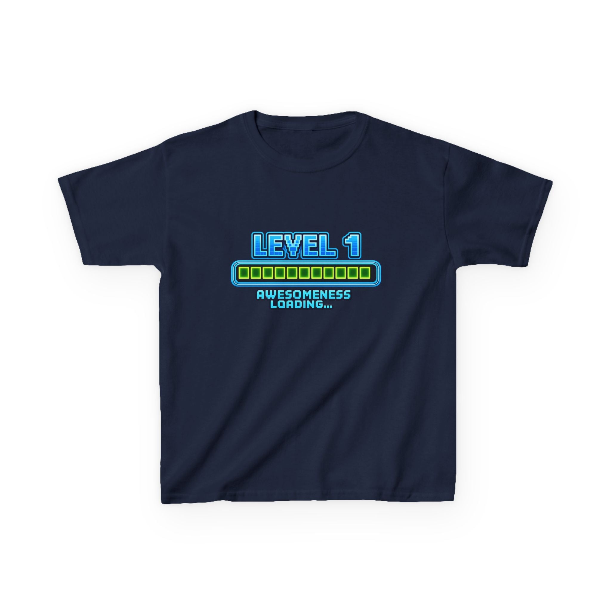 Kids Gaming T-Shirt — 'Level 1 Awesomeness Loading' Gamer Birthday Graphic Tee