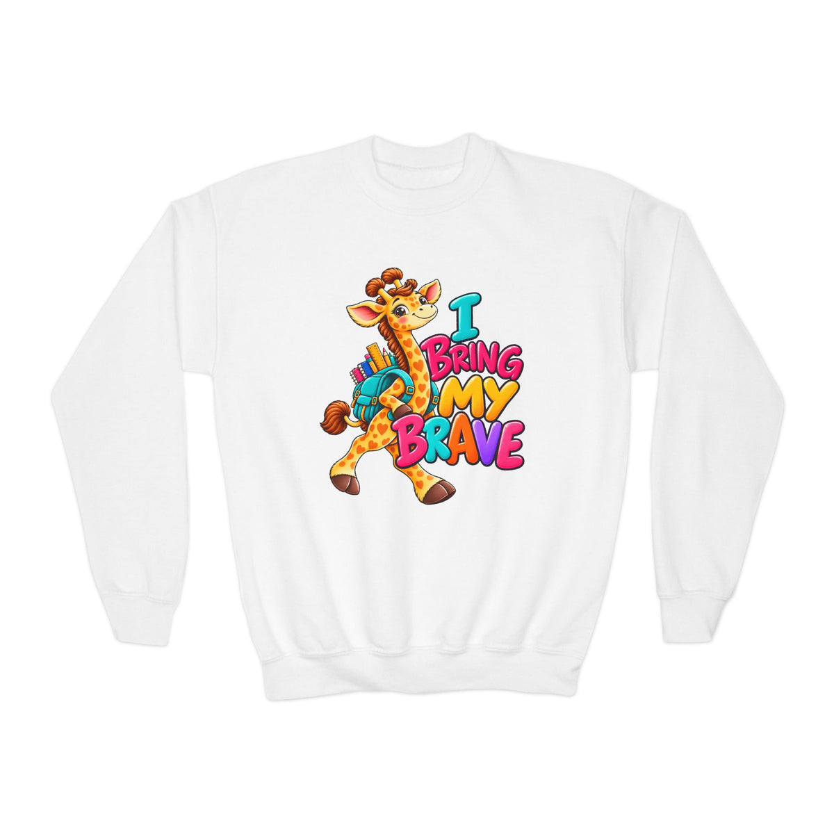 Kidxtr™ Kids Giraffe Sweatshirt — 'I Bring My Brave' Graphic Crewneck