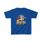 Kids Tee — "Dream Big Explore More" Rocket Dog Space Graphic