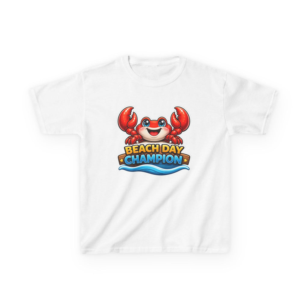 Kids Crab T-Shirt — 'Beach Day Champion' Crab Graphic Tee