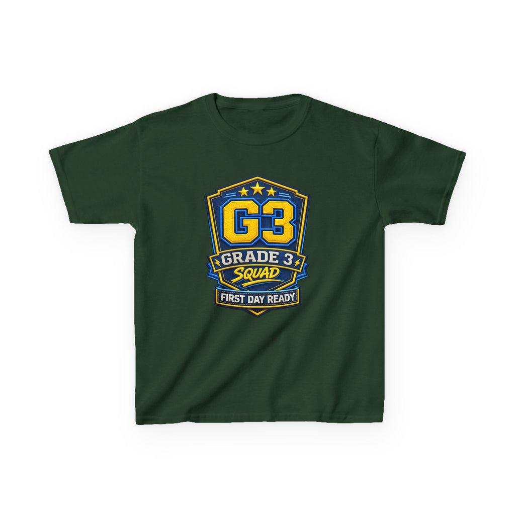 Grade 3 Squad Kids T‑Shirt — "G3 Grade 3 Squad: First Day Ready" Back‑to‑School Tee
