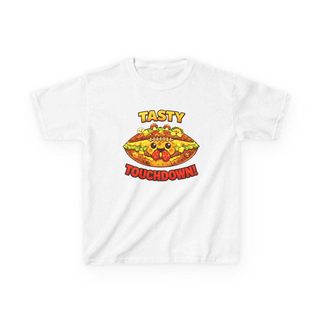 Kidxtr™ Kids Football T-Shirt — 'Football & Pizza' Cartoon Food Sports Graphic Tee