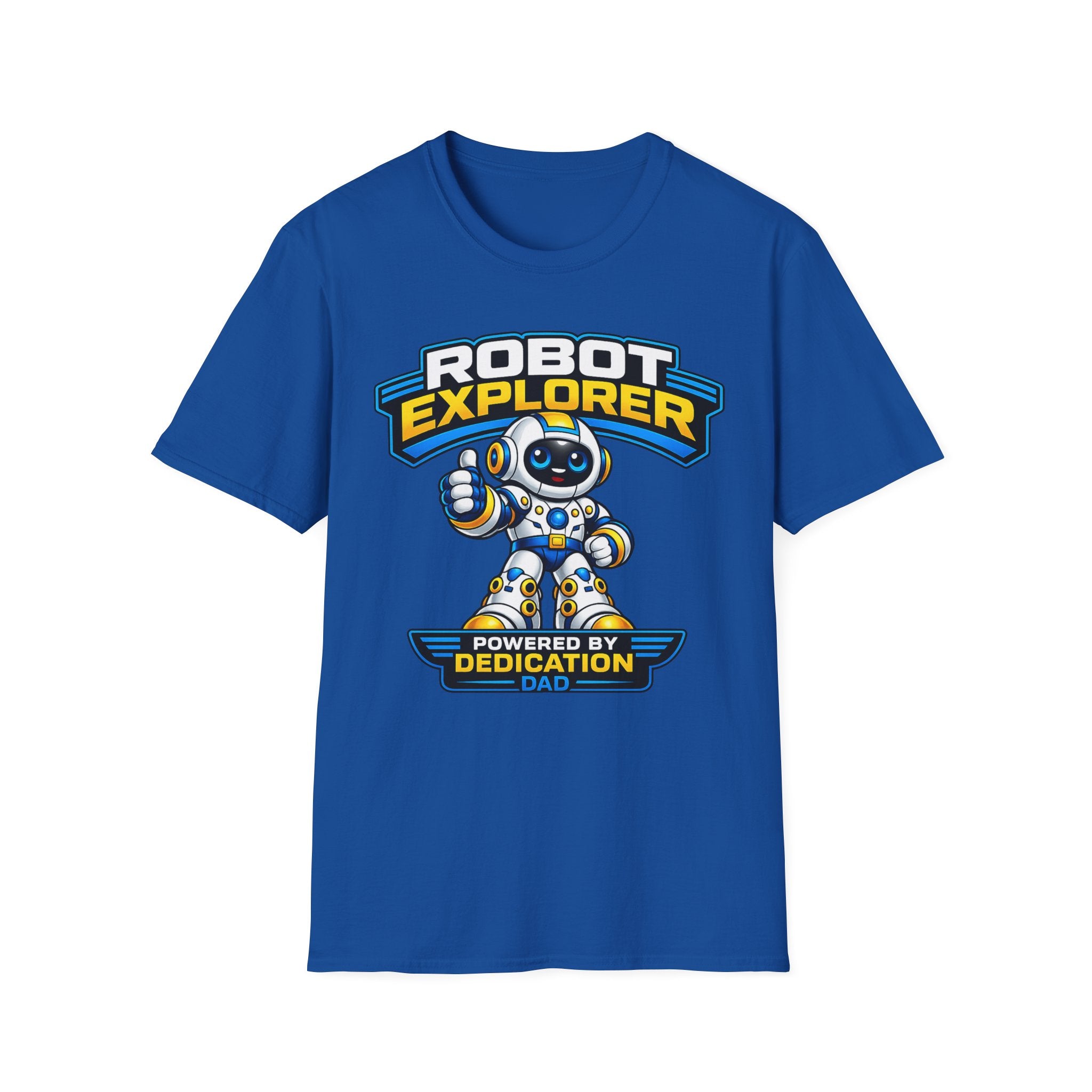 Copy of Robot Explorer T-Shirt — Cute Cartoon Robot Graphic Tee ("Powered by Dedication")