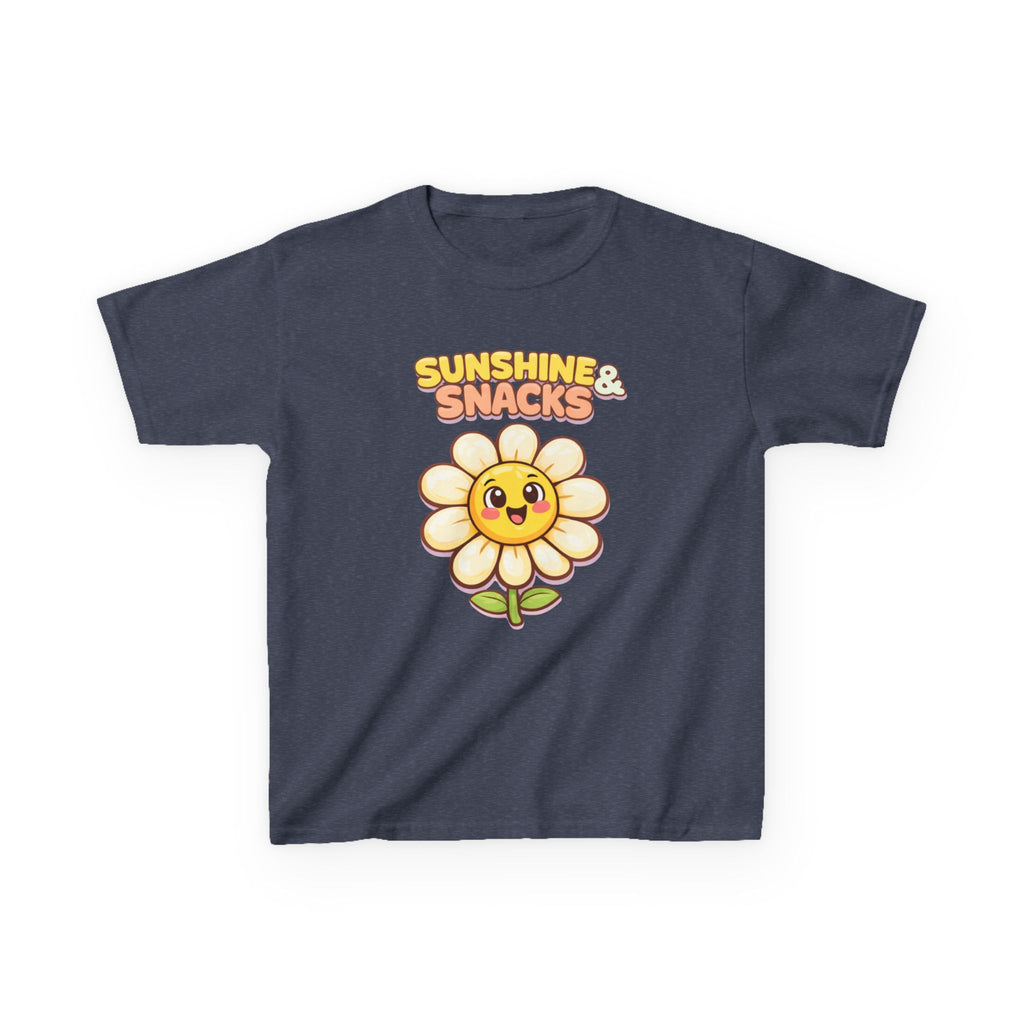 Kids Sunshine T-Shirt — 'Sunshine & Snacks' Smiling Daisy Graphic Tee