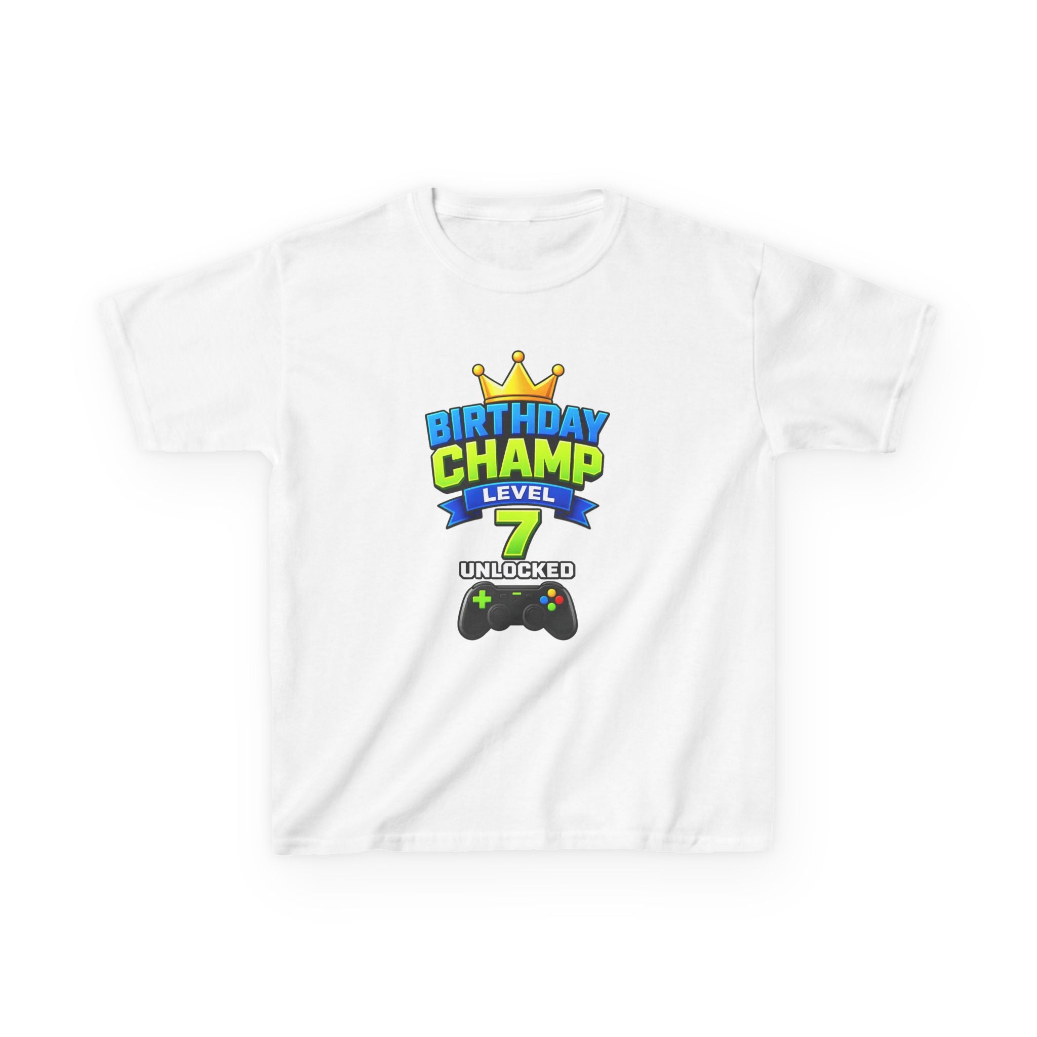 Kids Birthday T-Shirt — 'Birthday Champ' Level 7 Unlocked Gamer Graphic Tee