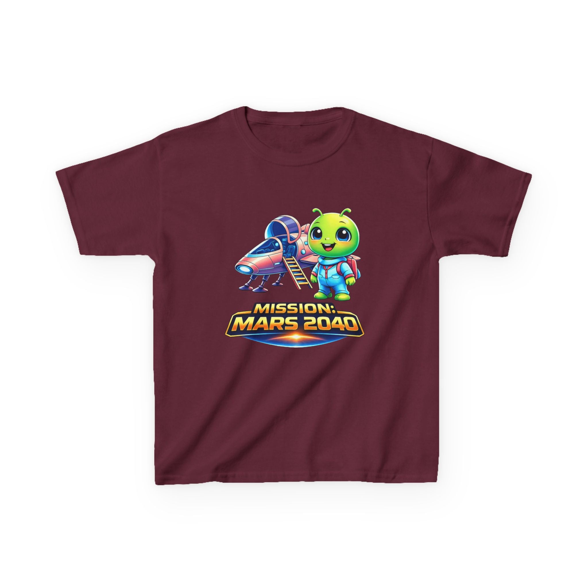 Kids Alien T-Shirt — 'Mission Mars 2040' Alien Spaceship Graphic Tee