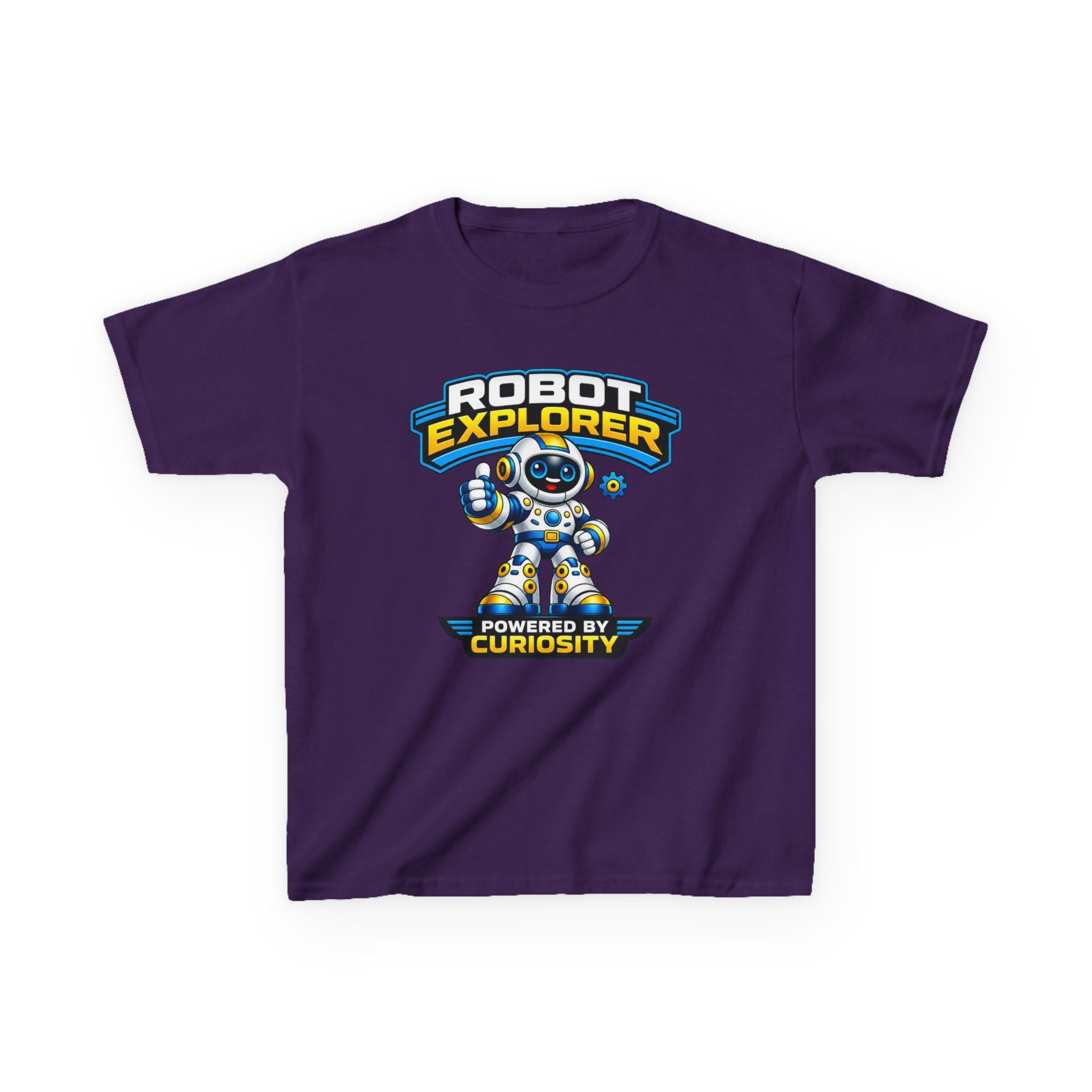 Robot Explorer Kids T‑Shirt — "Powered by Curiosity" Graphic Tee