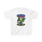 Kids Soccer T-Shirt — 'Too Fast for Earth' Cute Green Alien Soccer Graphic Tee