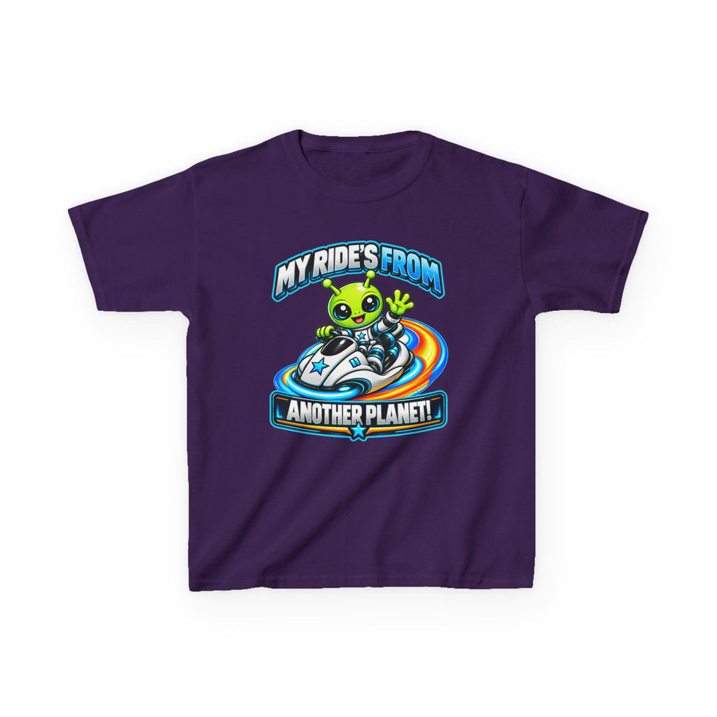 Kidxtr™ Kids Alien T-Shirt — 'My Ride's From Another Planet' Space Rider Graphic Tee