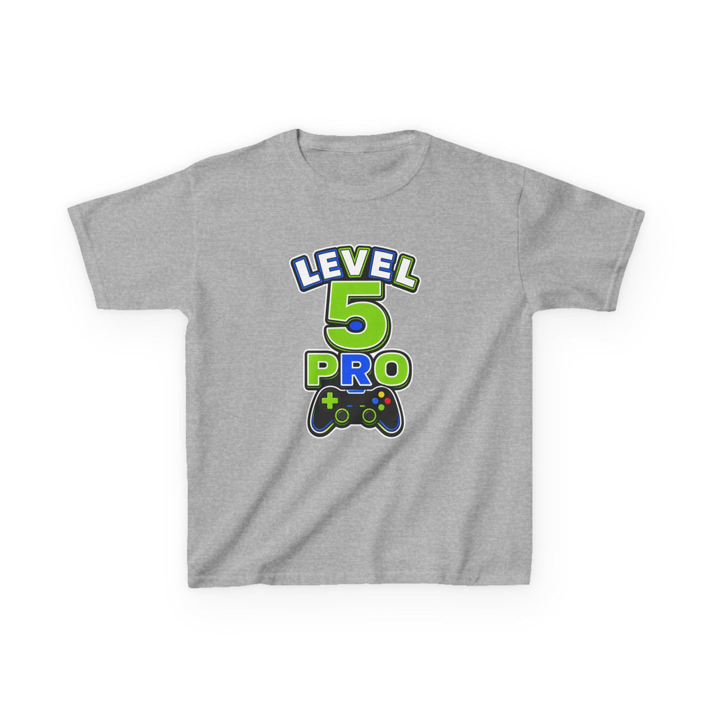 Kids Birthday Gaming T-Shirt — 'Level 5 Pro' Gamer Graphic Tee