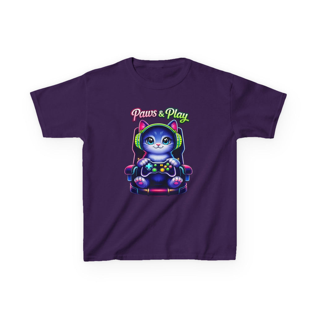 Kids Gamer T-Shirt – Cat Play & Pause Graphic Tee