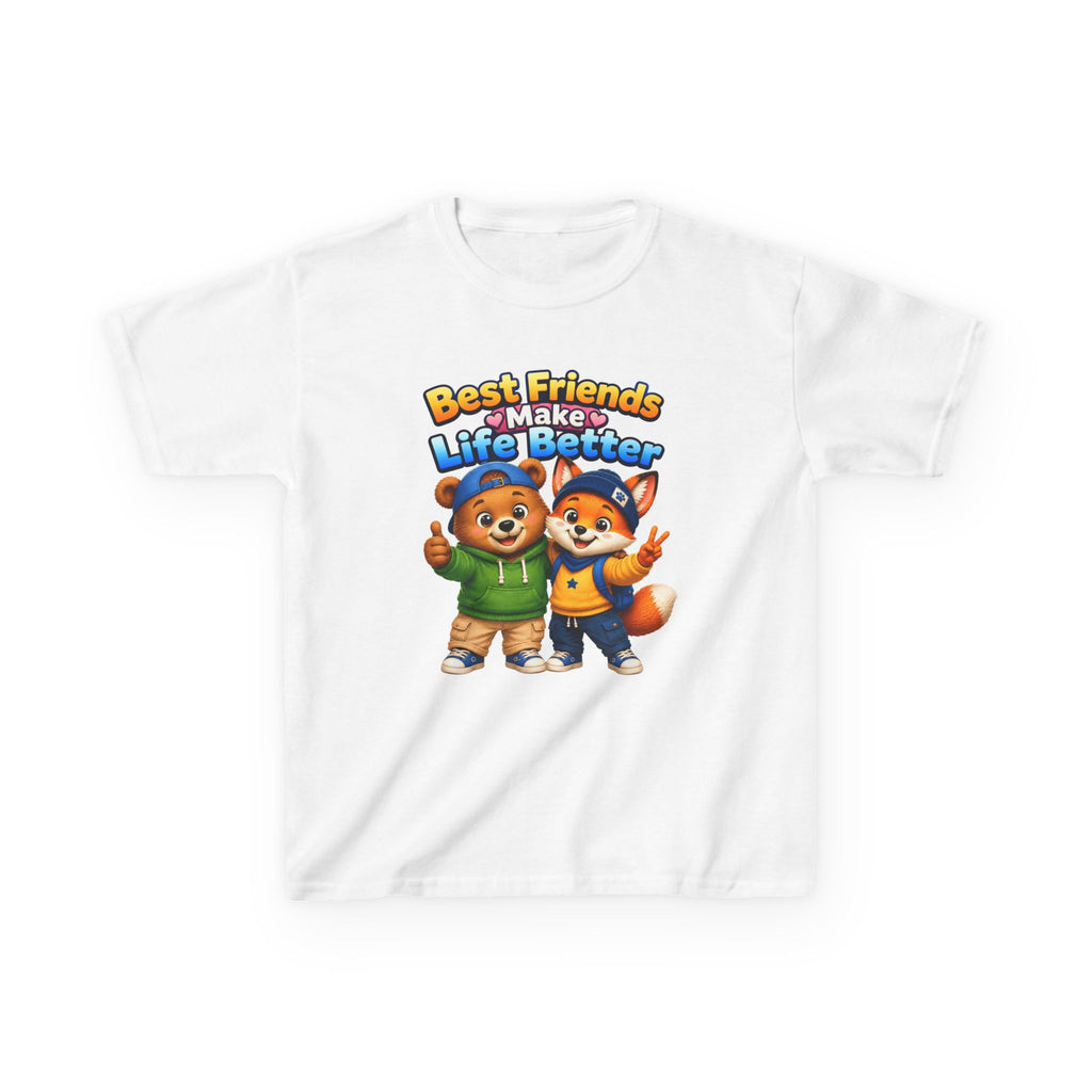 Kids Friendship T-Shirt — 'Best Friends Make Life Better' Cute Bear & Fox Graphic Tee